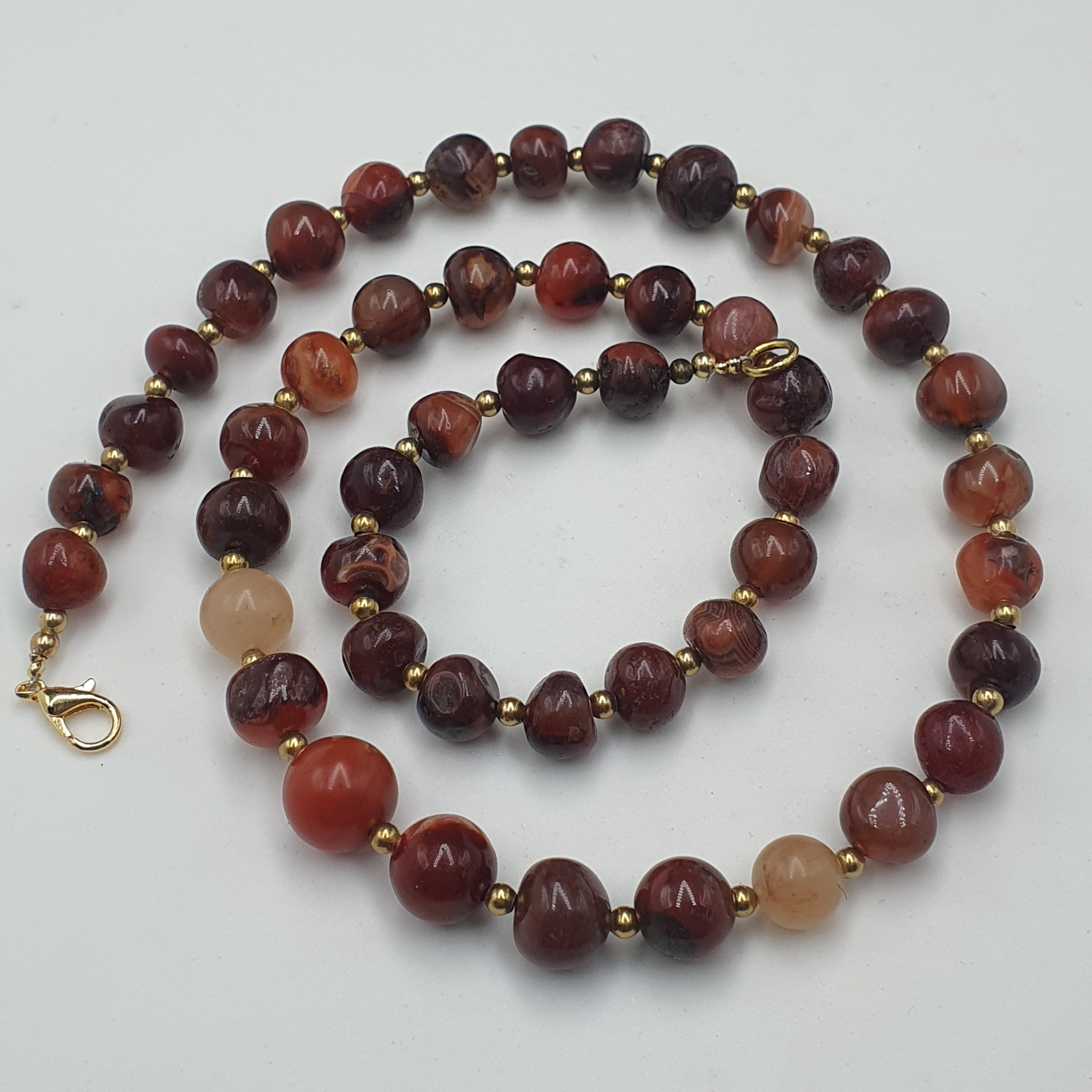 Vintage African Carnelian Agate Beaded Necklace