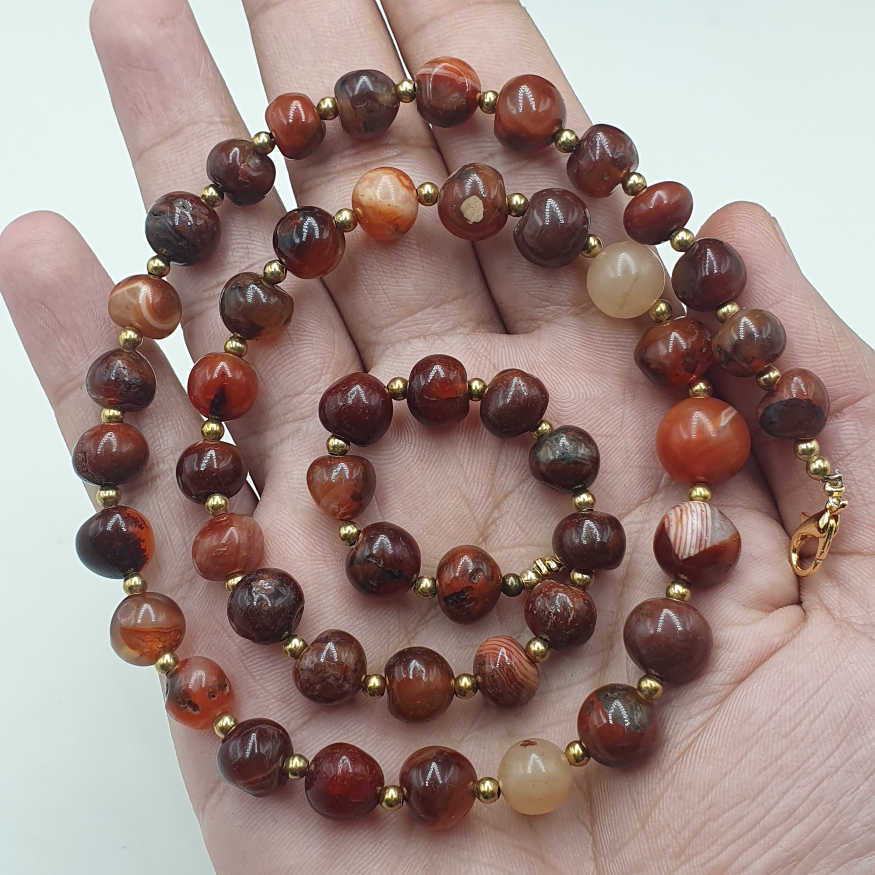 Vintage African Carnelian Agate Beaded Necklace
