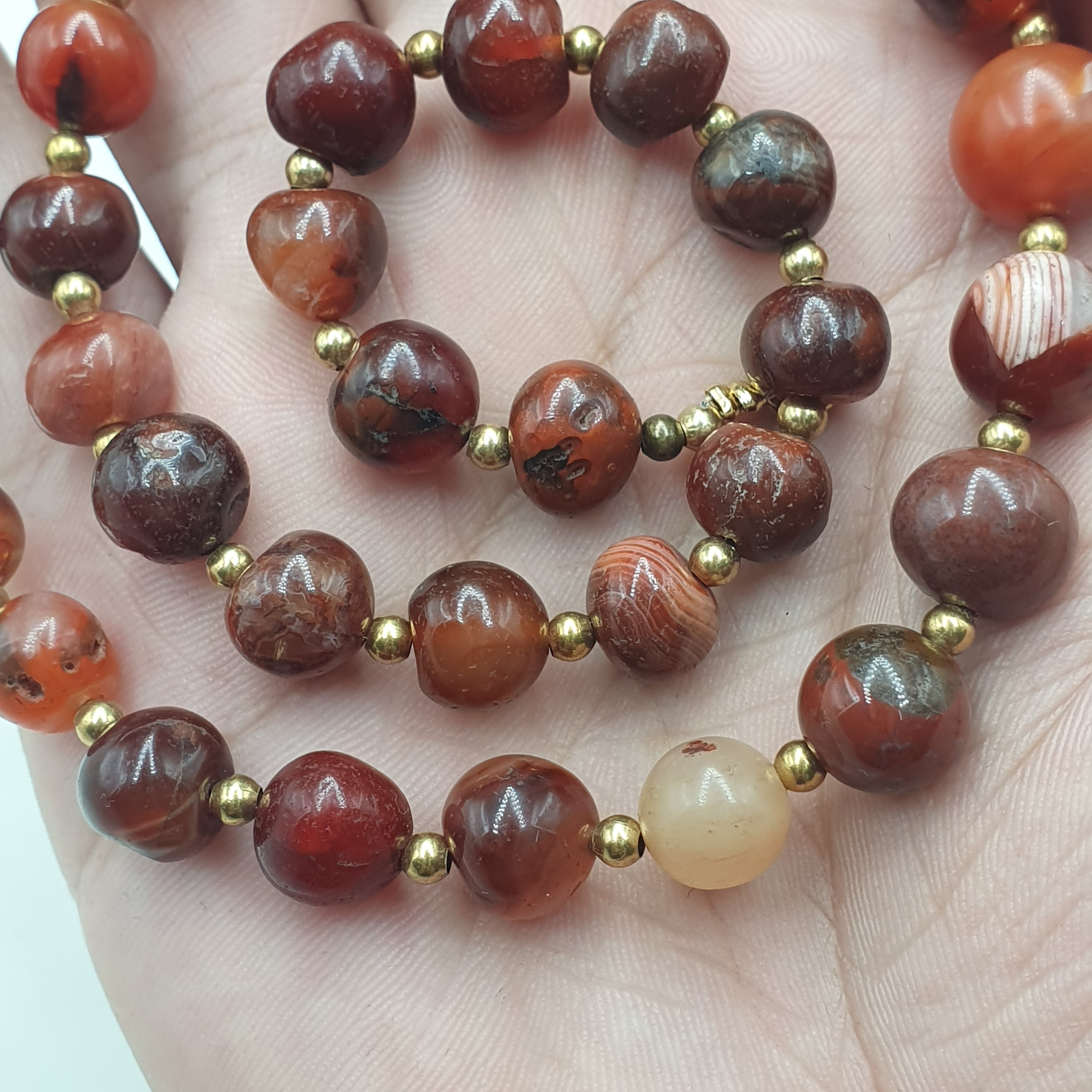 Vintage African Carnelian Agate Beaded Necklace