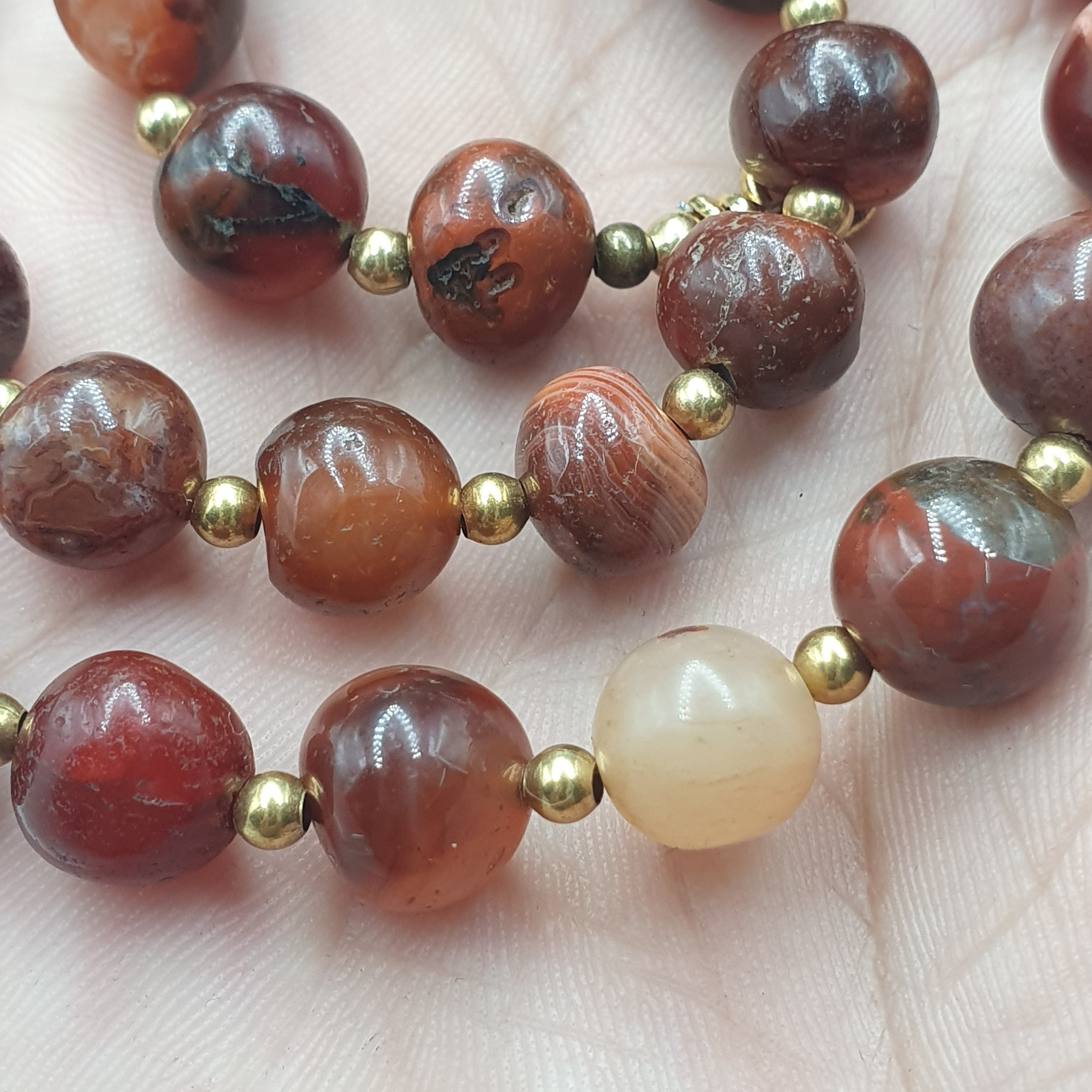 Vintage African Carnelian Agate Beaded Necklace