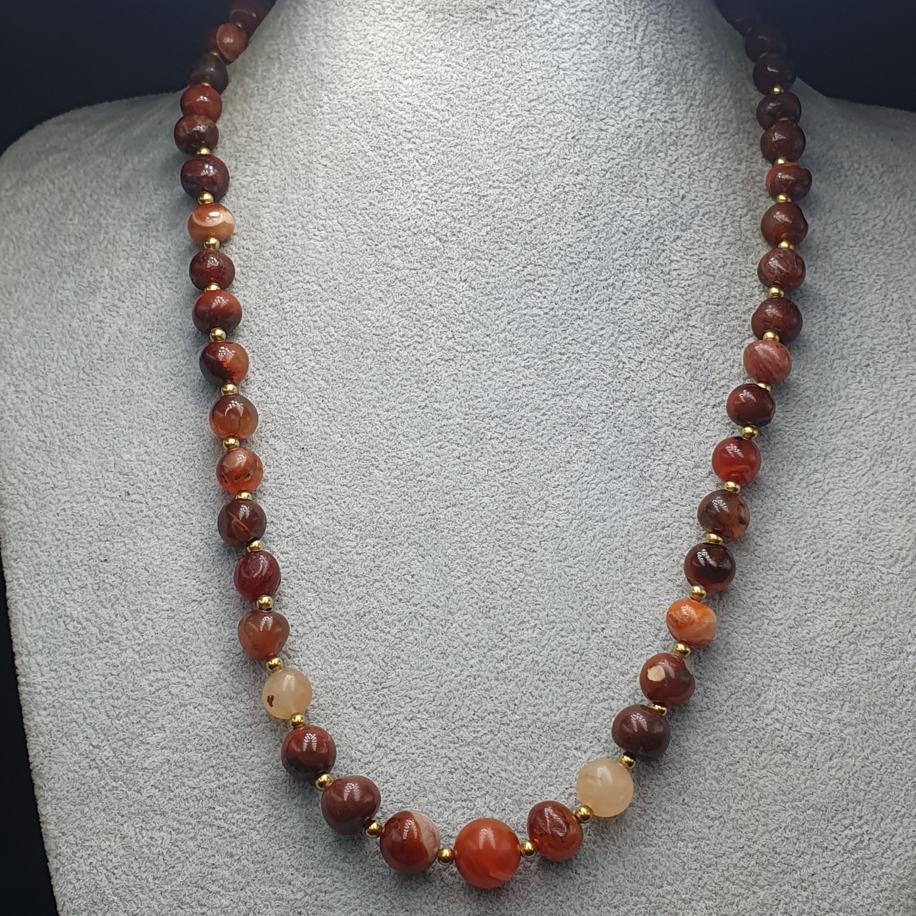 Vintage African Carnelian Agate Beaded Necklace