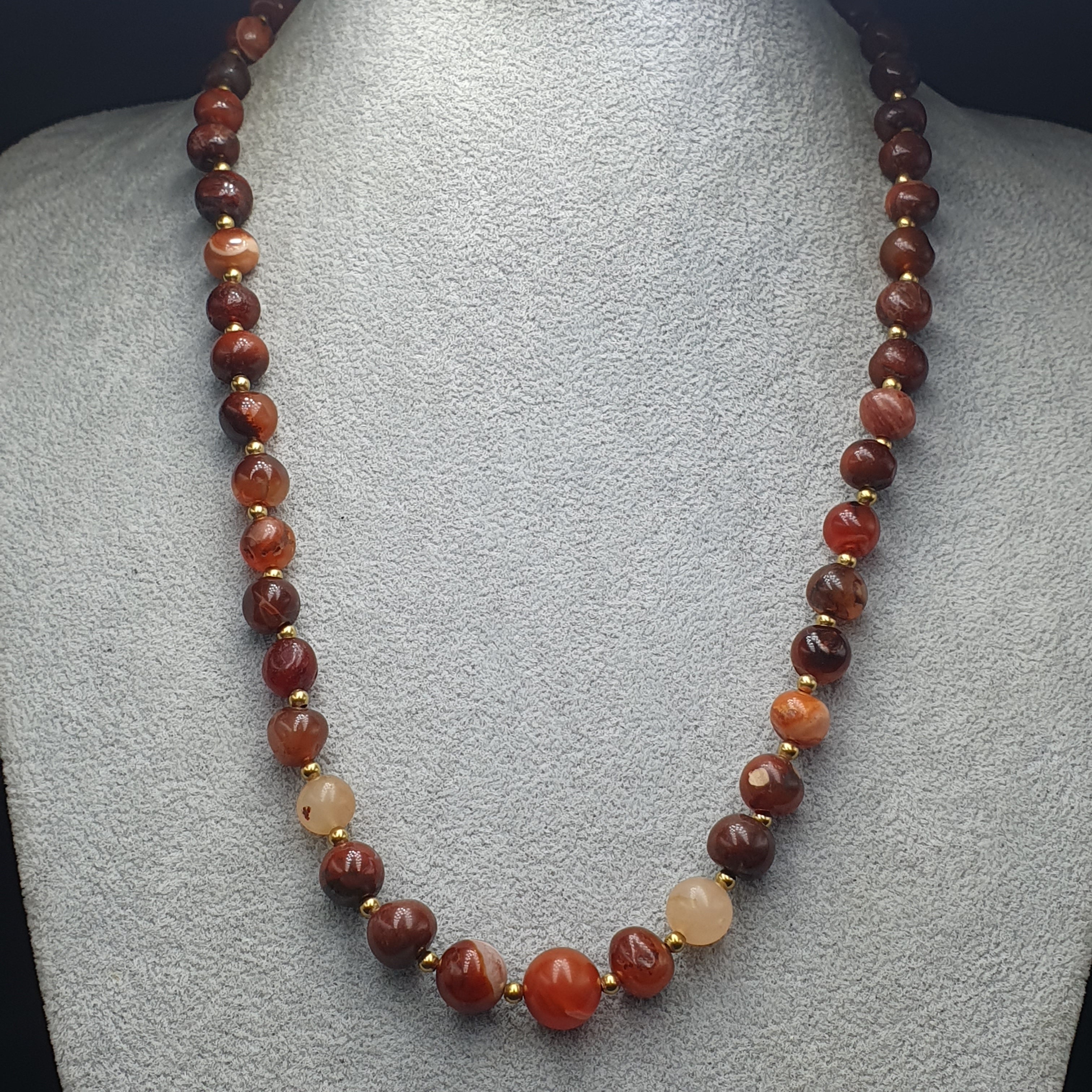 Vintage African Carnelian Agate Beaded Necklace