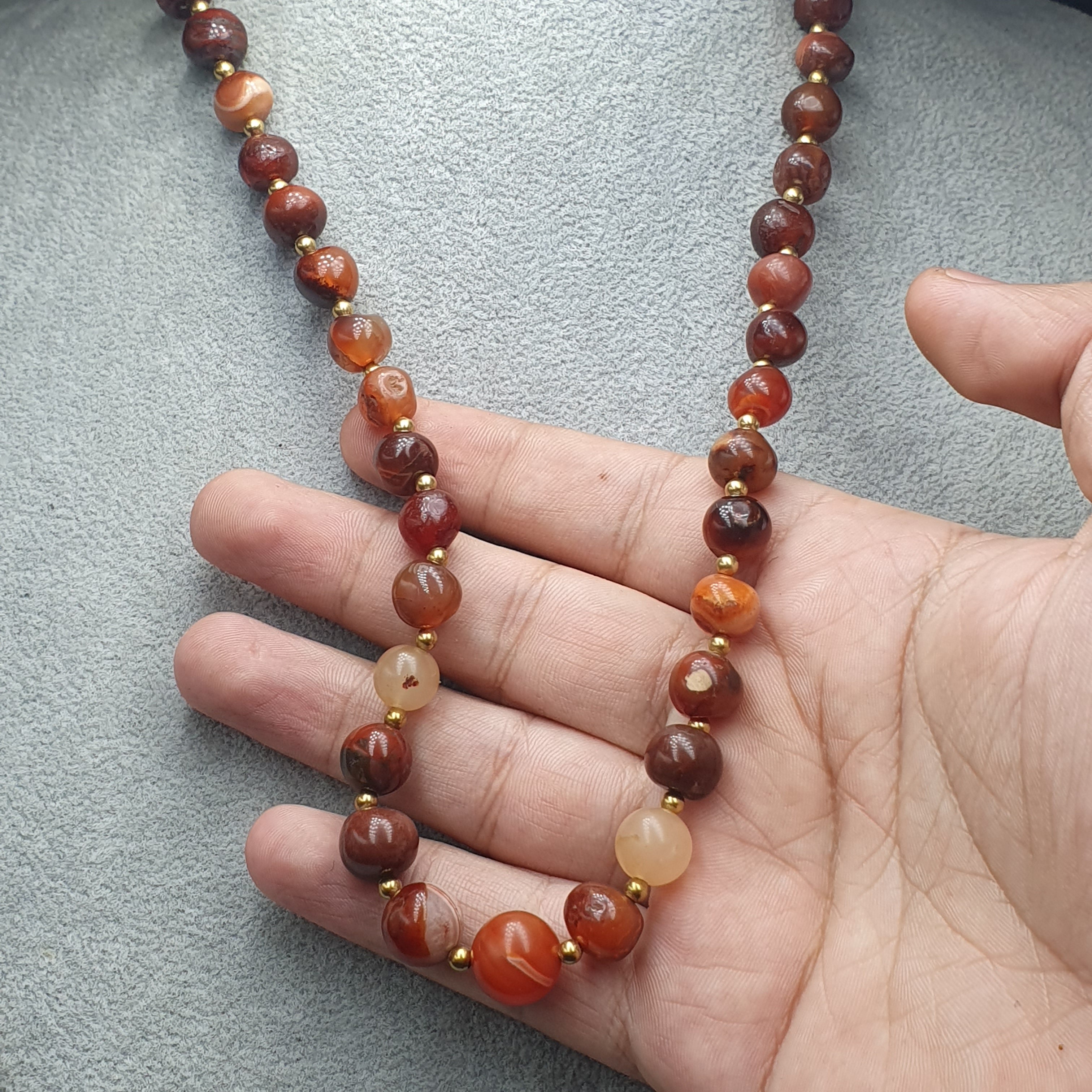 Vintage African Carnelian Agate Beaded Necklace