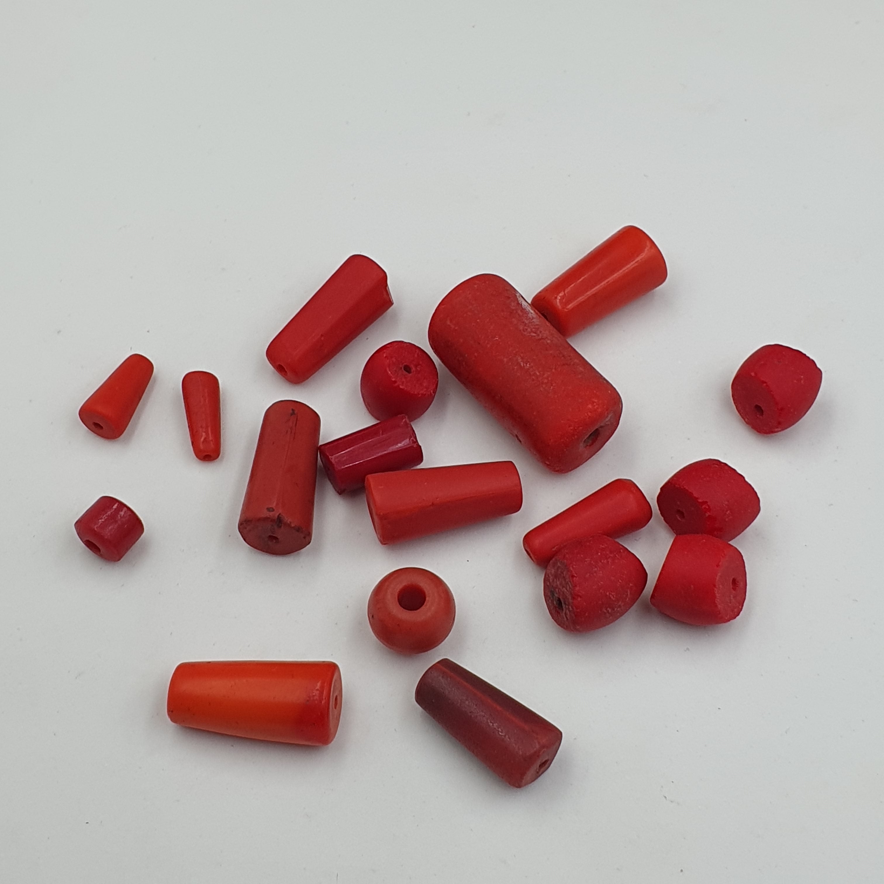 Antique African Red Glass Beads Lot of 19