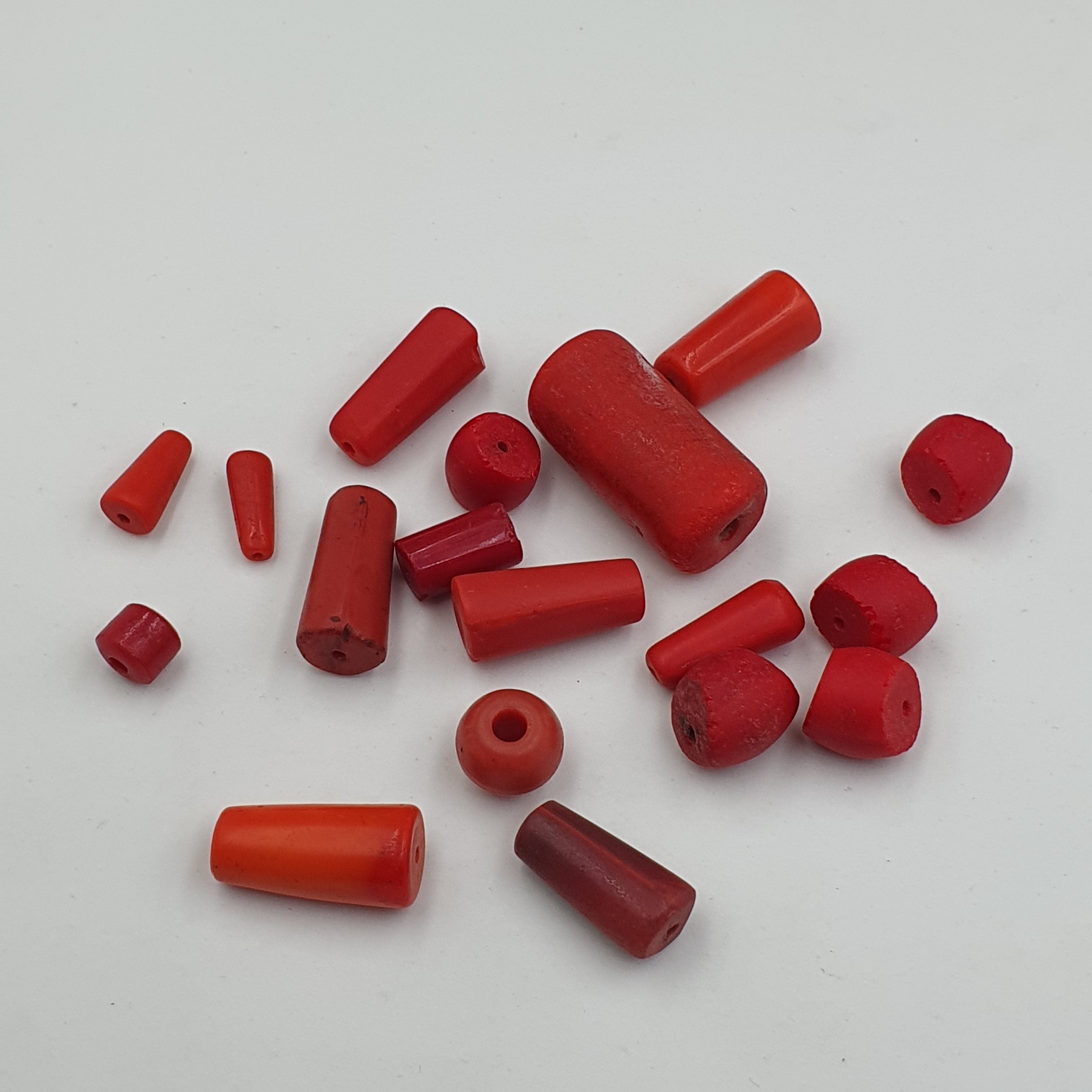 Antique African Red Glass Beads Lot of 19