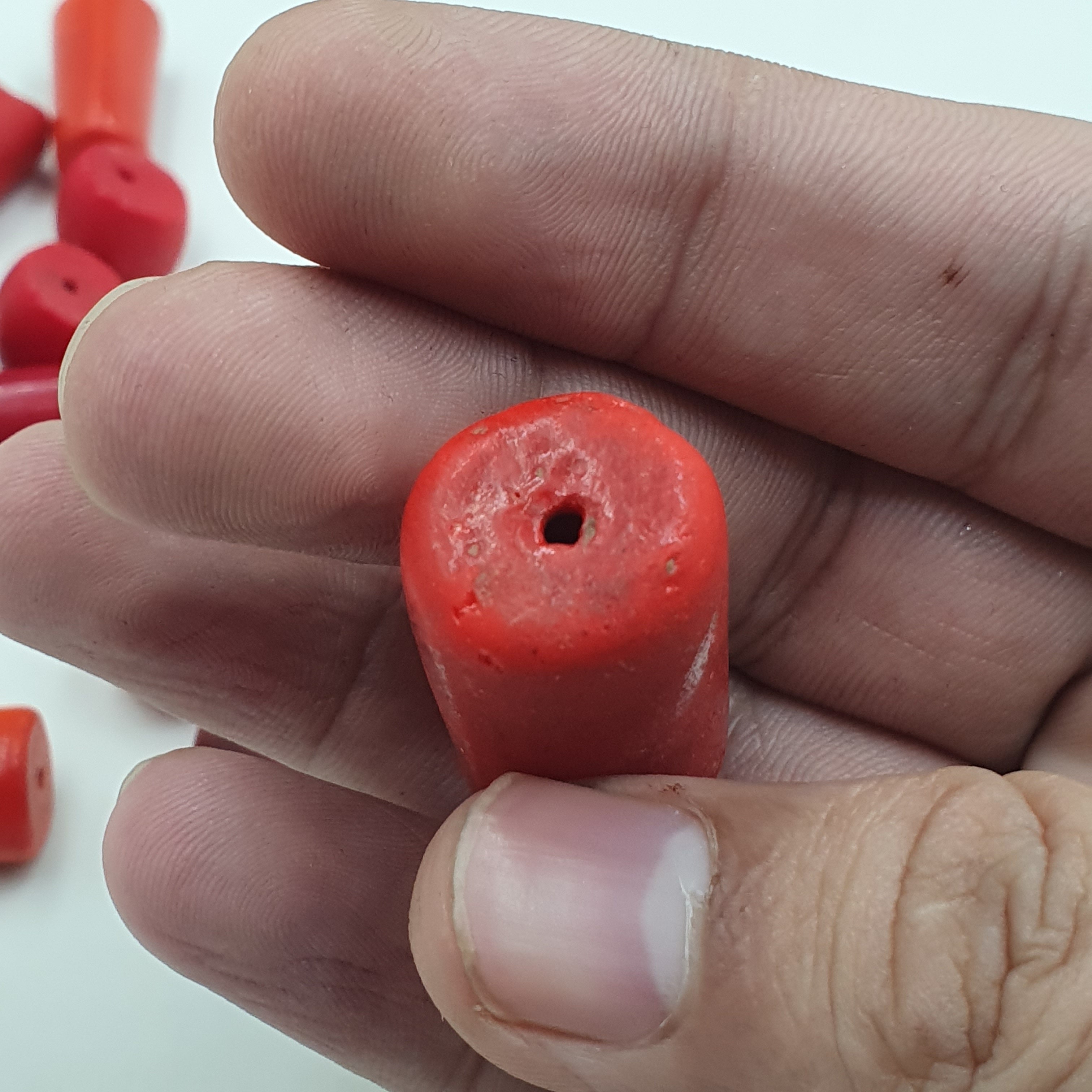 Antique African Red Glass Beads Lot of 19