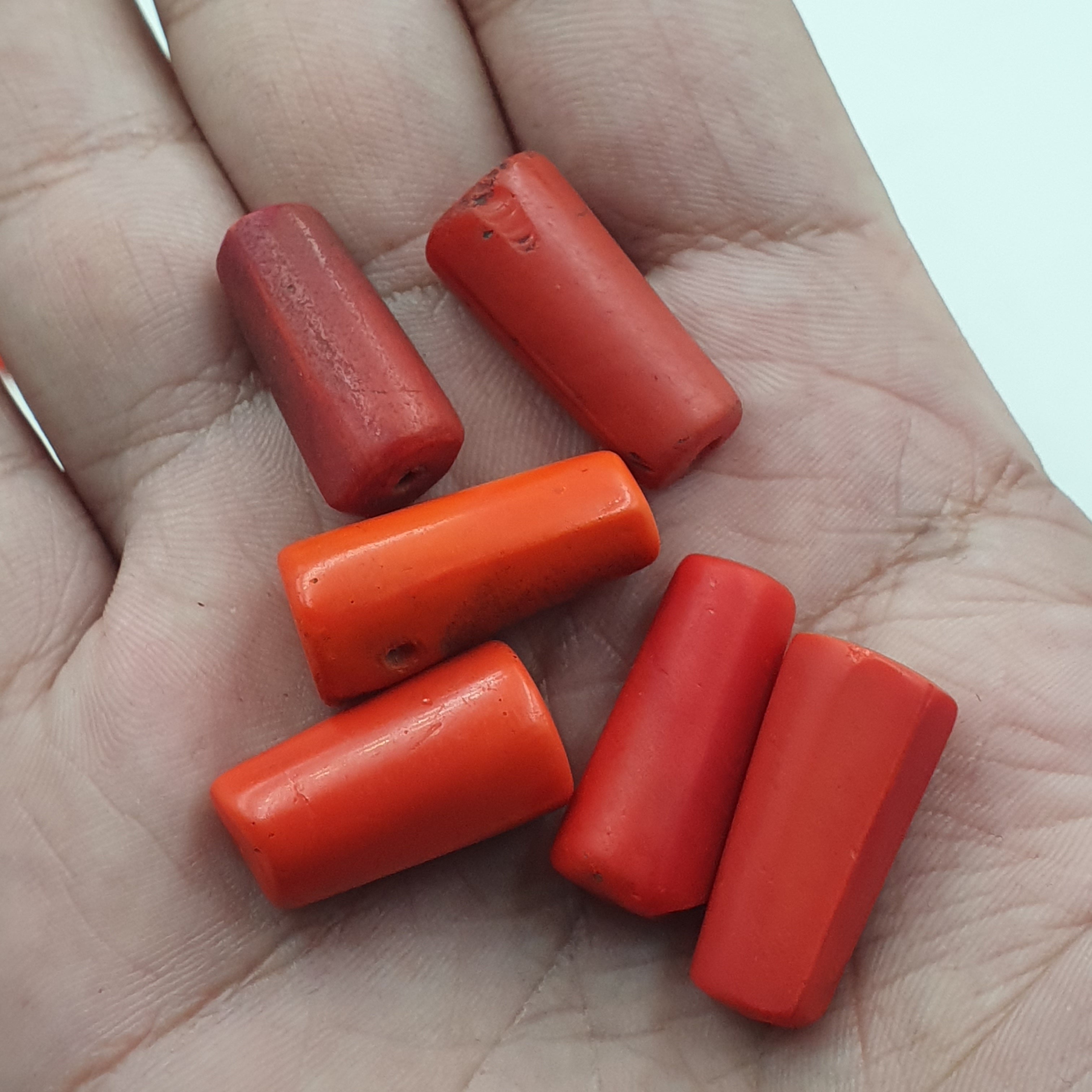 Antique African Red Glass Beads Lot of 19