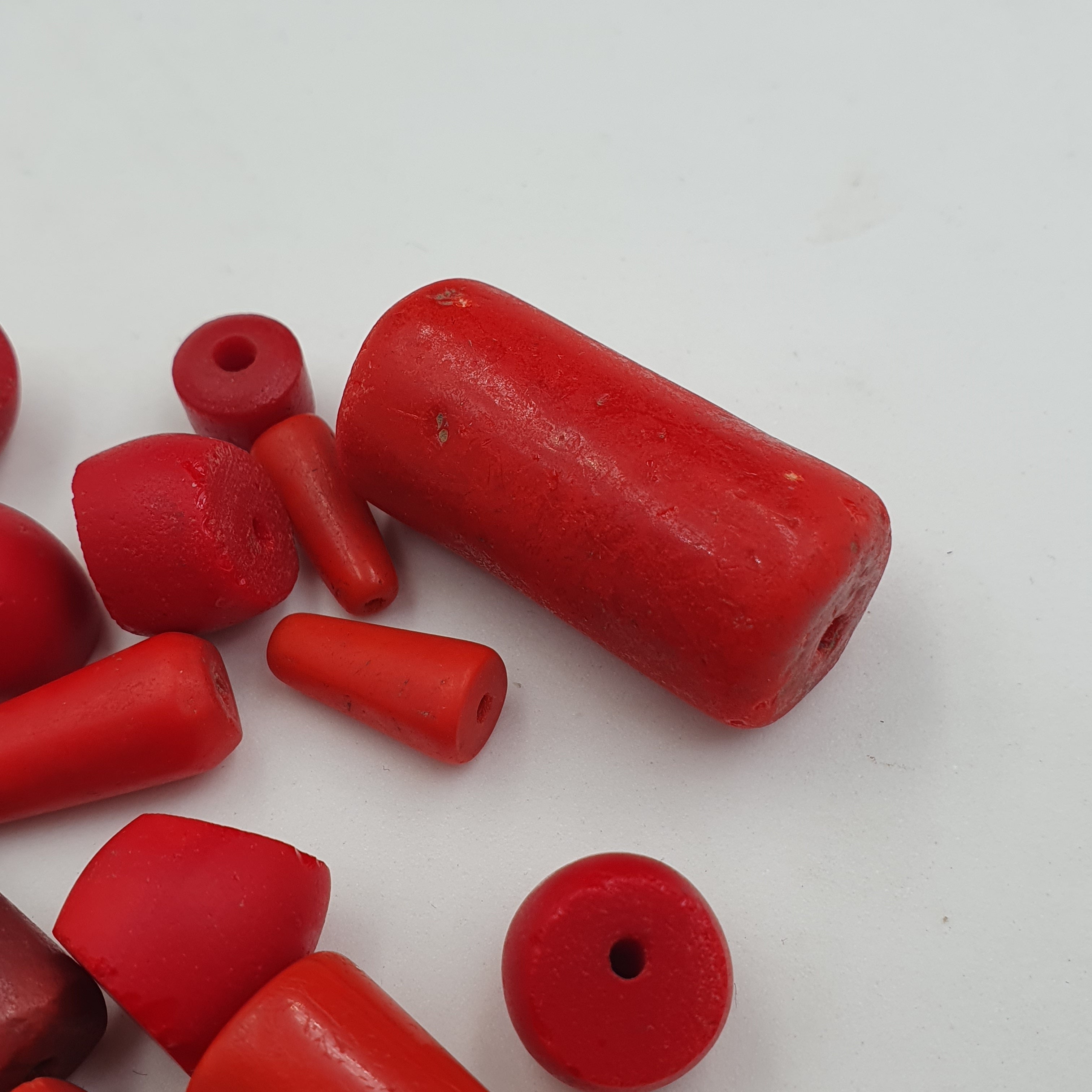 Antique African Red Glass Beads Lot of 19