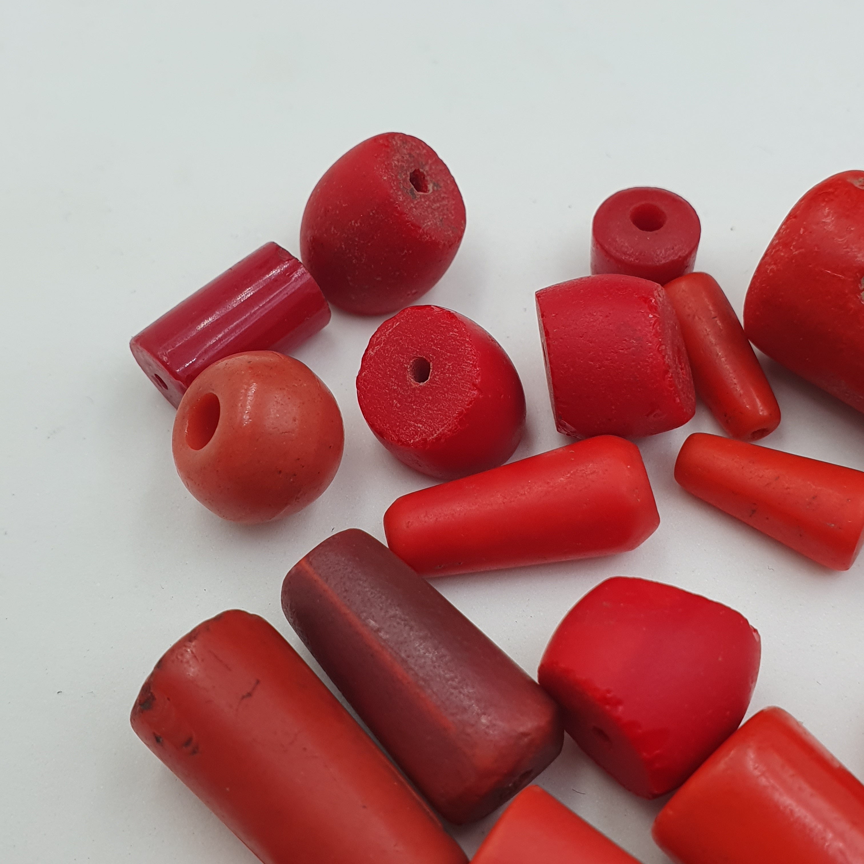 Antique African Red Glass Beads Lot of 19