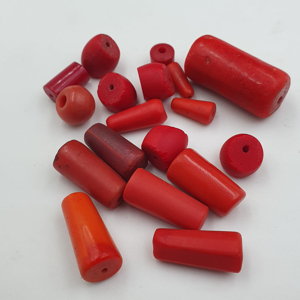 Antique African Red Glass Beads Lot of 19