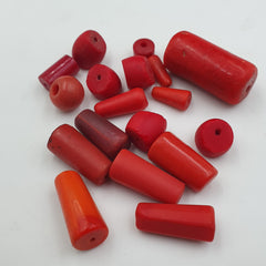 Antique African Red Glass Beads Lot of 19
