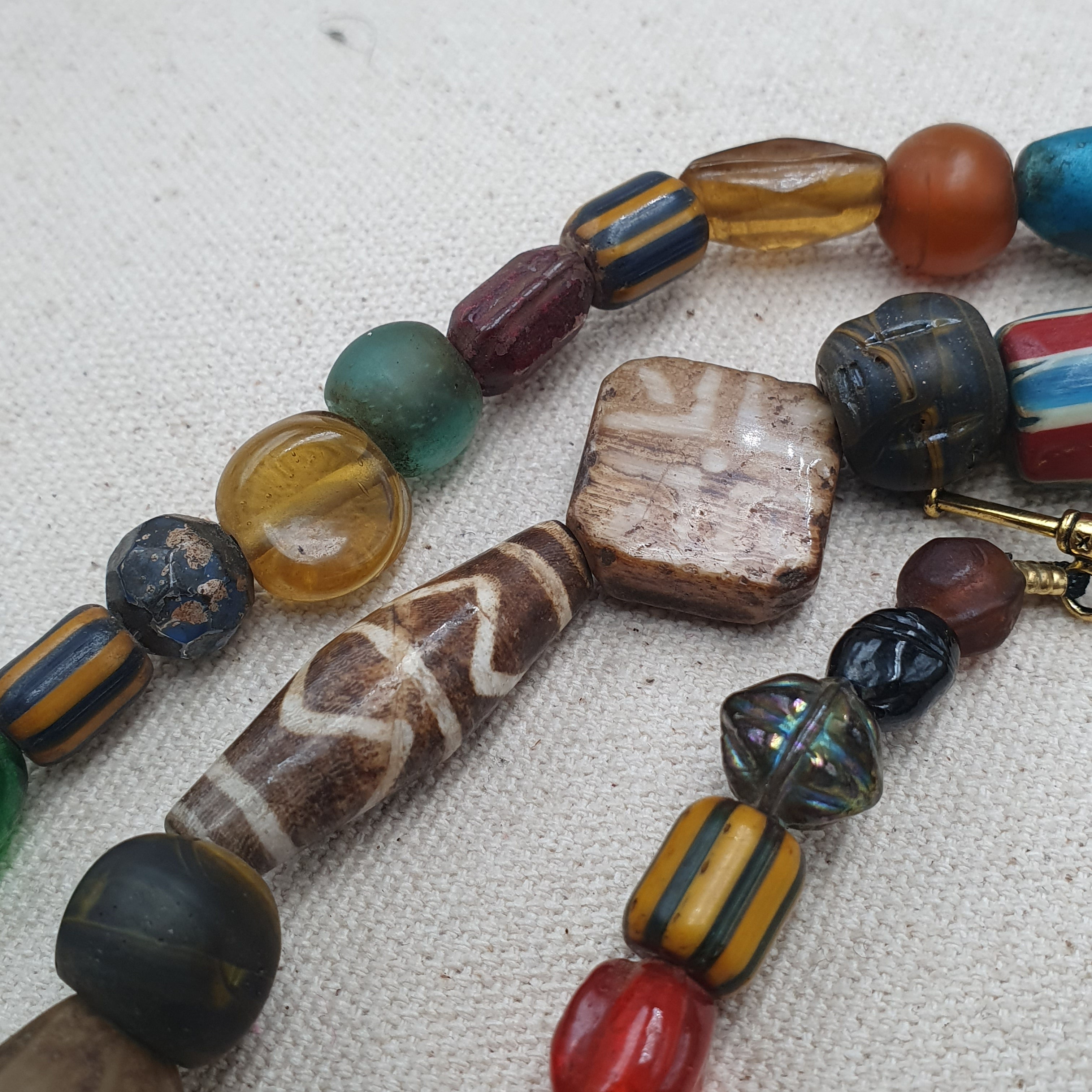 Asian African Vintage Mix Glass & Pumtek Pyu Beads Necklace