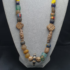 Asian African Vintage Mix Glass & Pumtek Pyu Beads Necklace