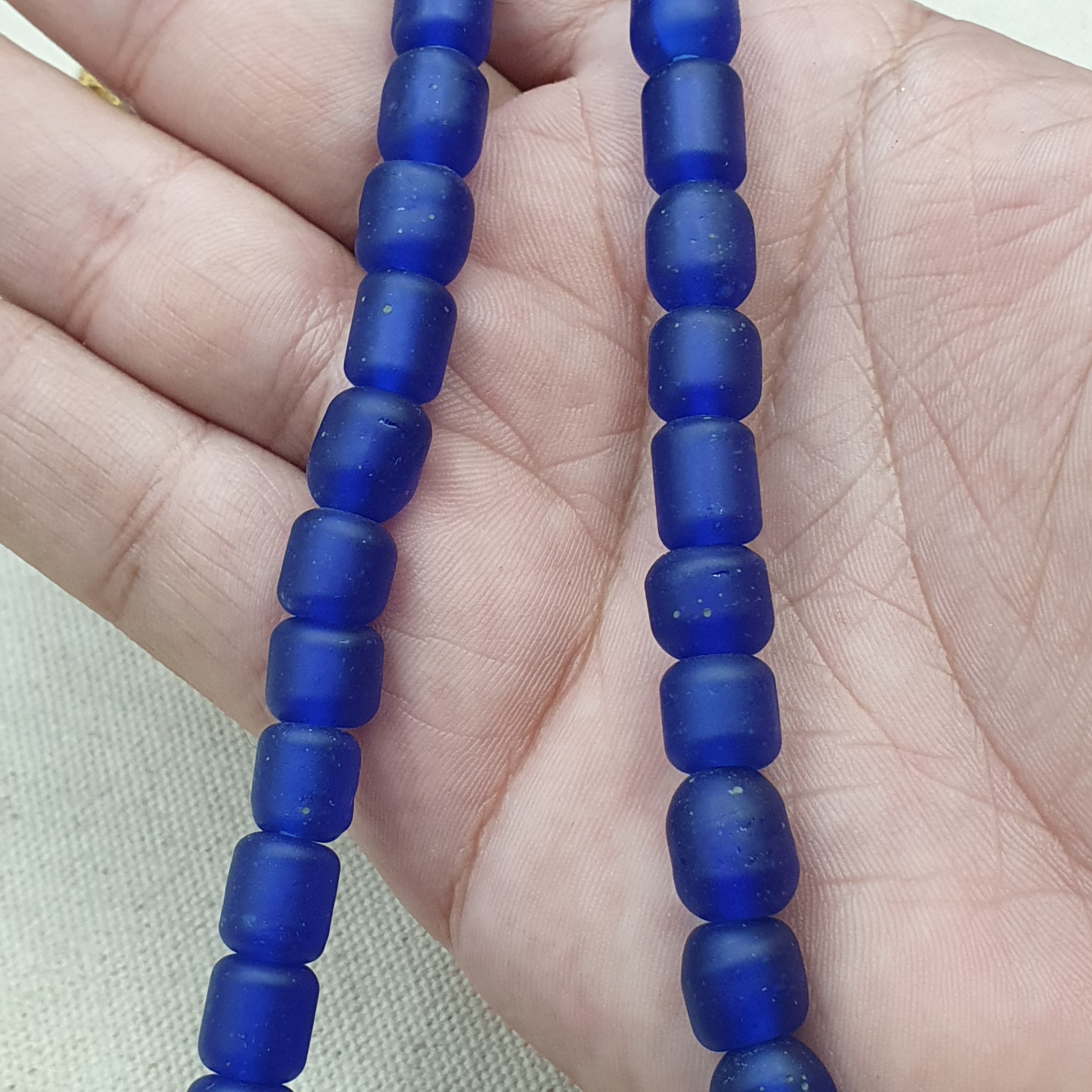 Vintage Cobalt Blue African Style Glass Beads With Big Old Blue Glass pendant Necklace