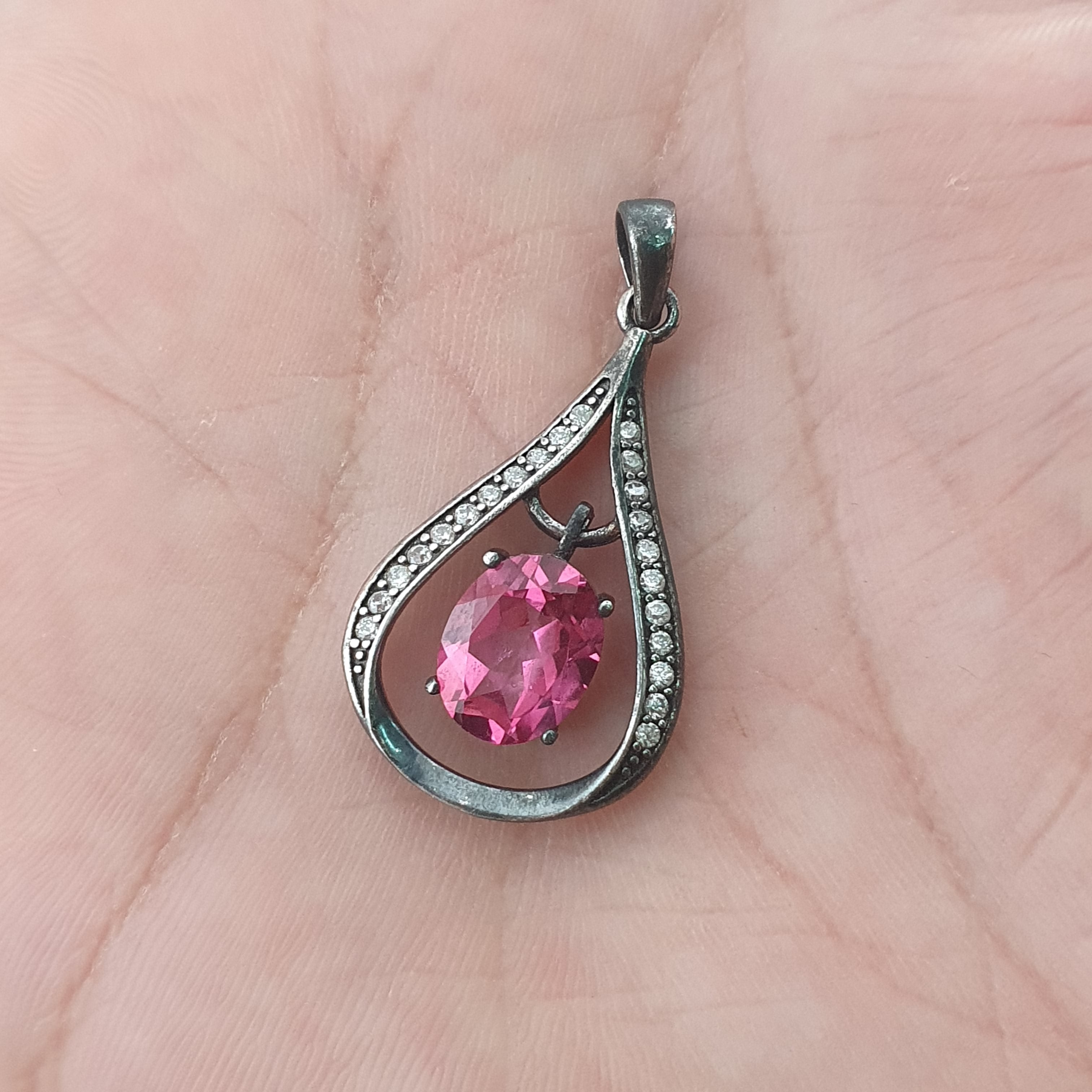Vintage 925 Silver Tourmaline Pendants Lot of 4 - Unique Natural Gemstone Jewelry, Beautiful Shapes Collector’s Set