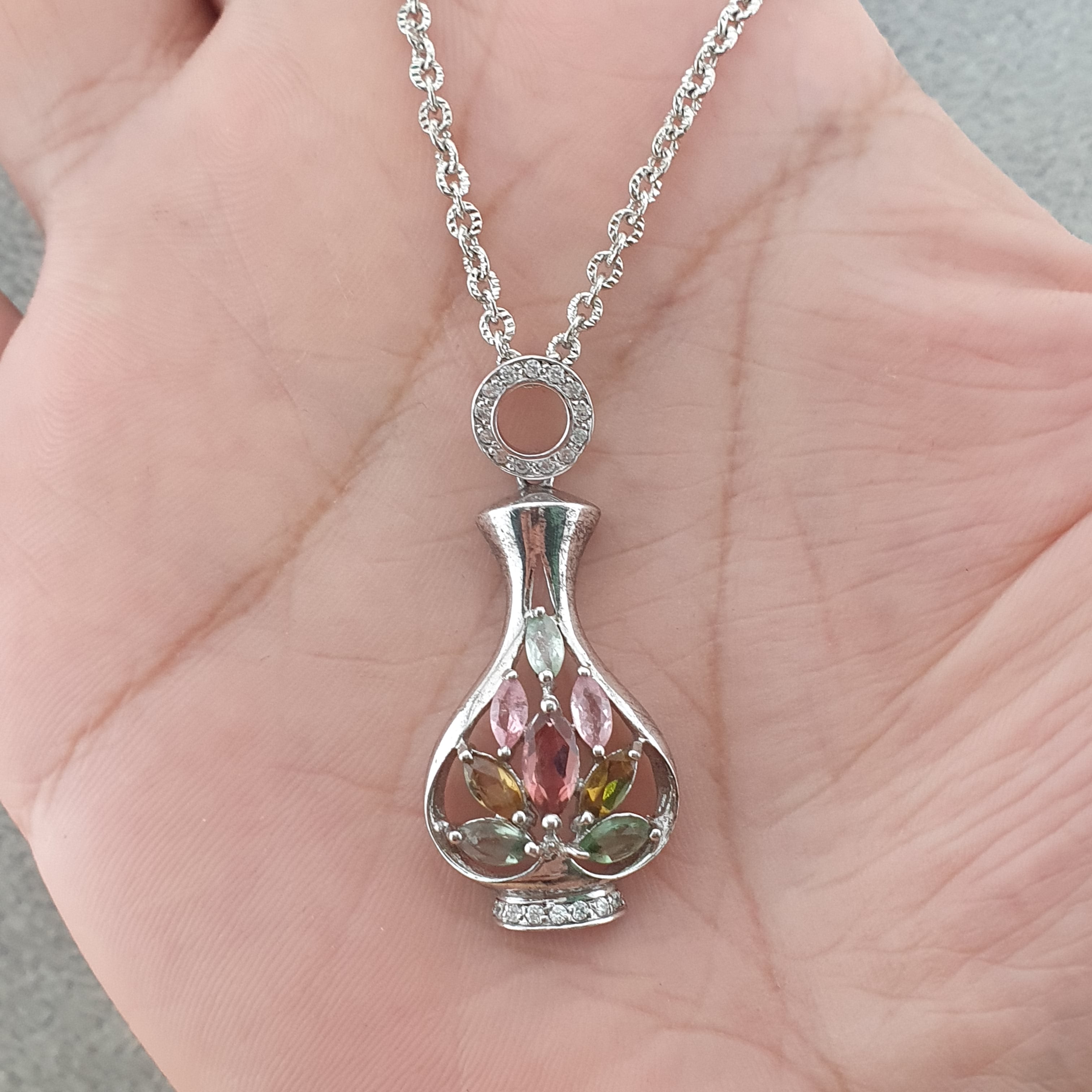 Vintage 925 Silver Tourmaline Pendants Lot of 4 - Unique Natural Gemstone Jewelry, Beautiful Shapes Collector’s Set