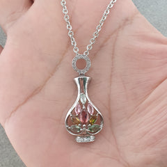 Vintage 925 Silver Tourmaline Pendants Lot of 4 - Unique Natural Gemstone Jewelry, Beautiful Shapes Collector’s Set