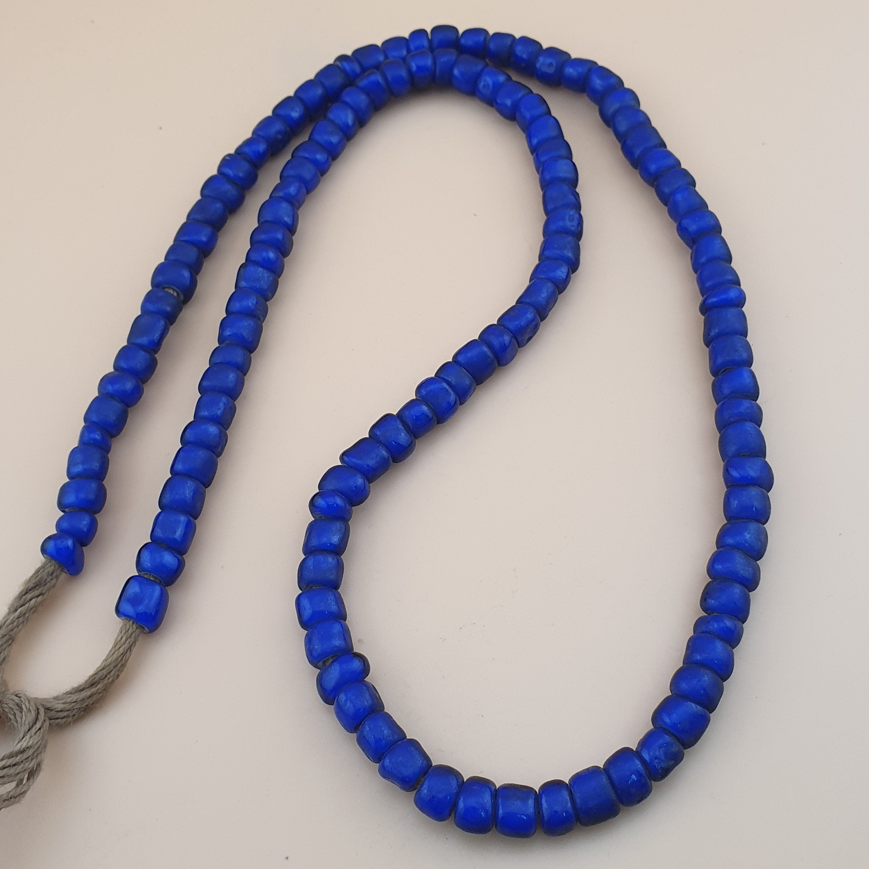 Antique Venetian Blue Trade Whiteheart Glass Beads Strands 7mm