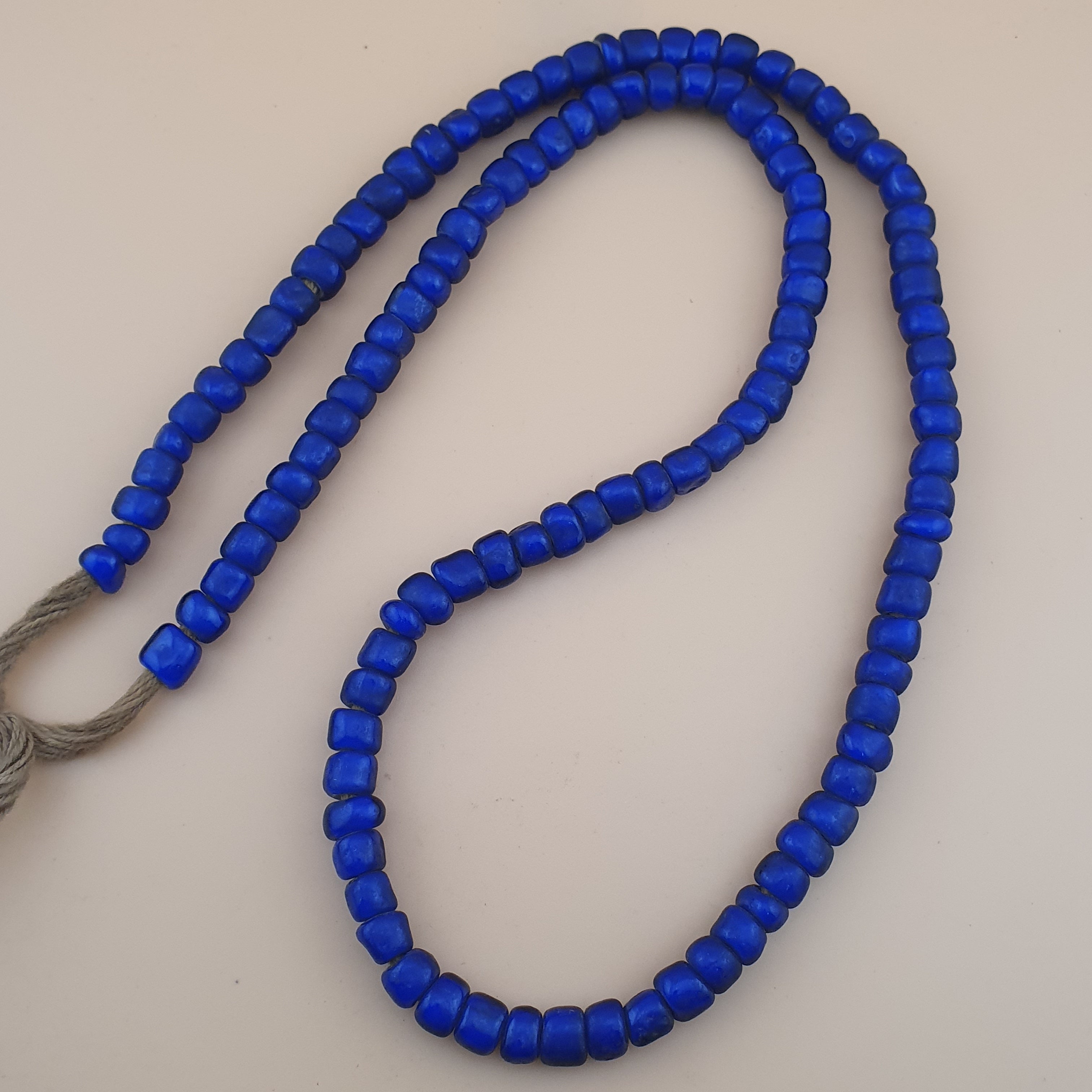 Antique Venetian Blue Trade Whiteheart Glass Beads Strands 7mm
