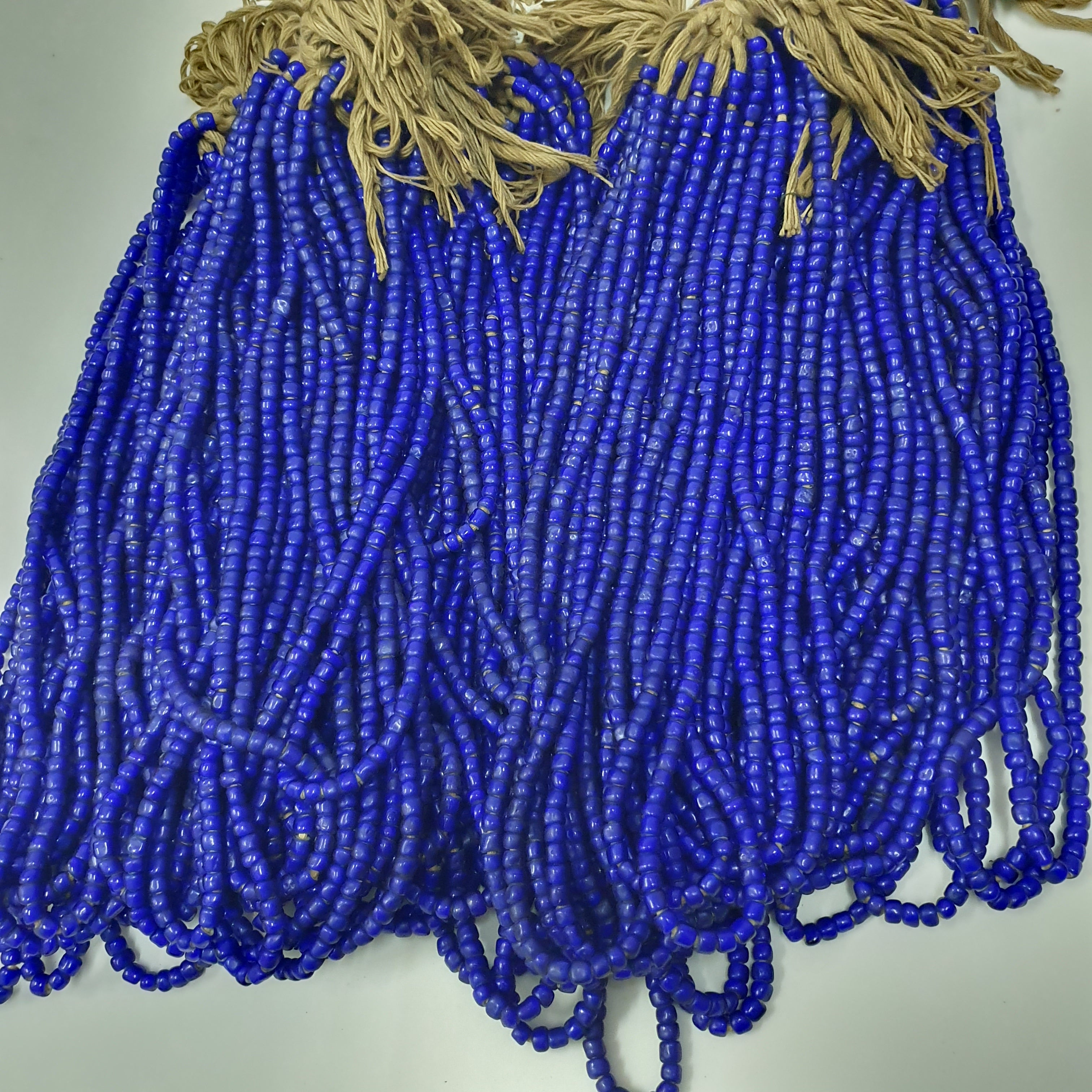 Antique Venetian Blue Trade Whiteheart Glass Beads Strands 7mm