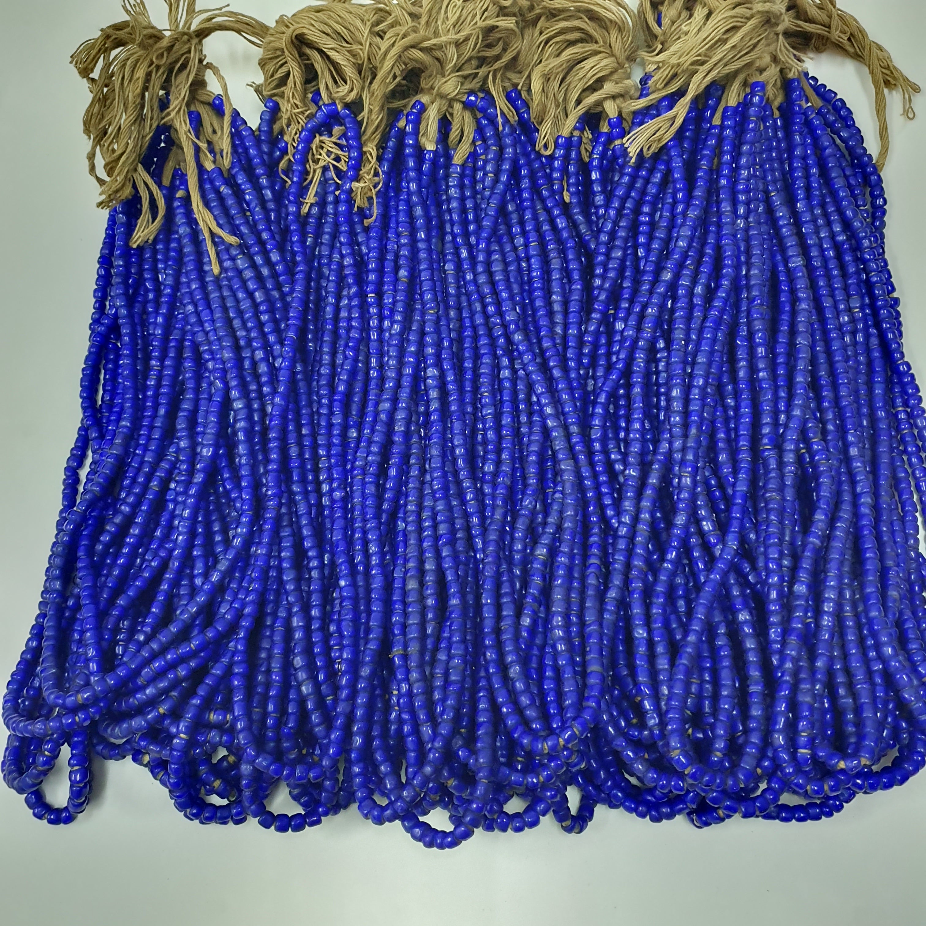 Antique Venetian Blue Trade Whiteheart Glass Beads Strands 7mm