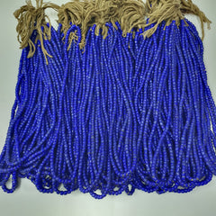 Antique Venetian Blue Trade Whiteheart Glass Beads Strands 7mm