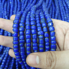 Antique Venetian Blue Trade Whiteheart Glass Beads Strands 7mm