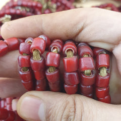 Antique Venetian Cranberry Red WhiteHeart Trade Glass Beads Strands 7mm