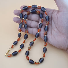 Vintage Venetian Style Orange Floral & Purple Glass beads Necklace