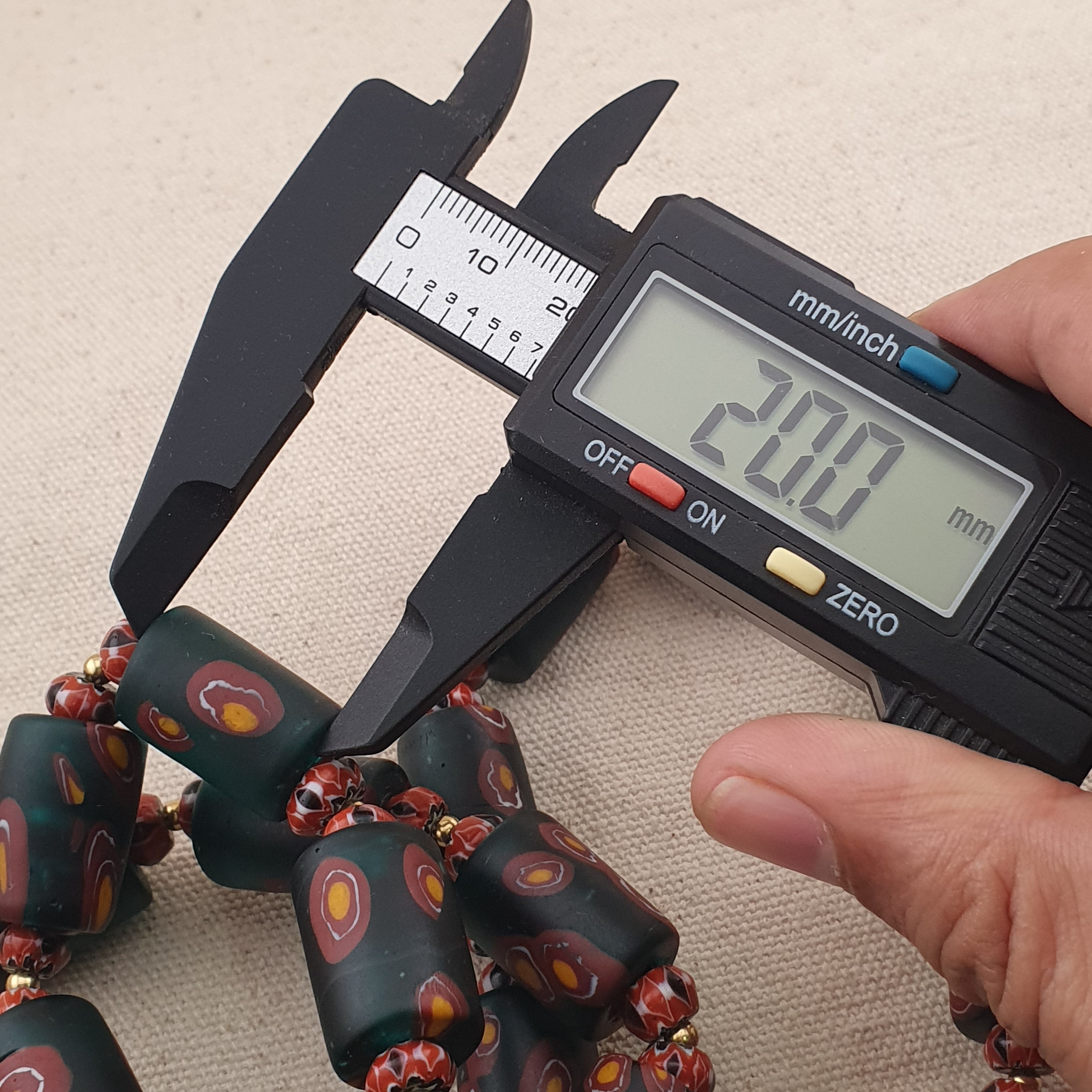 Vintage Venetian Chevron & Floral Glass Beads Necklace