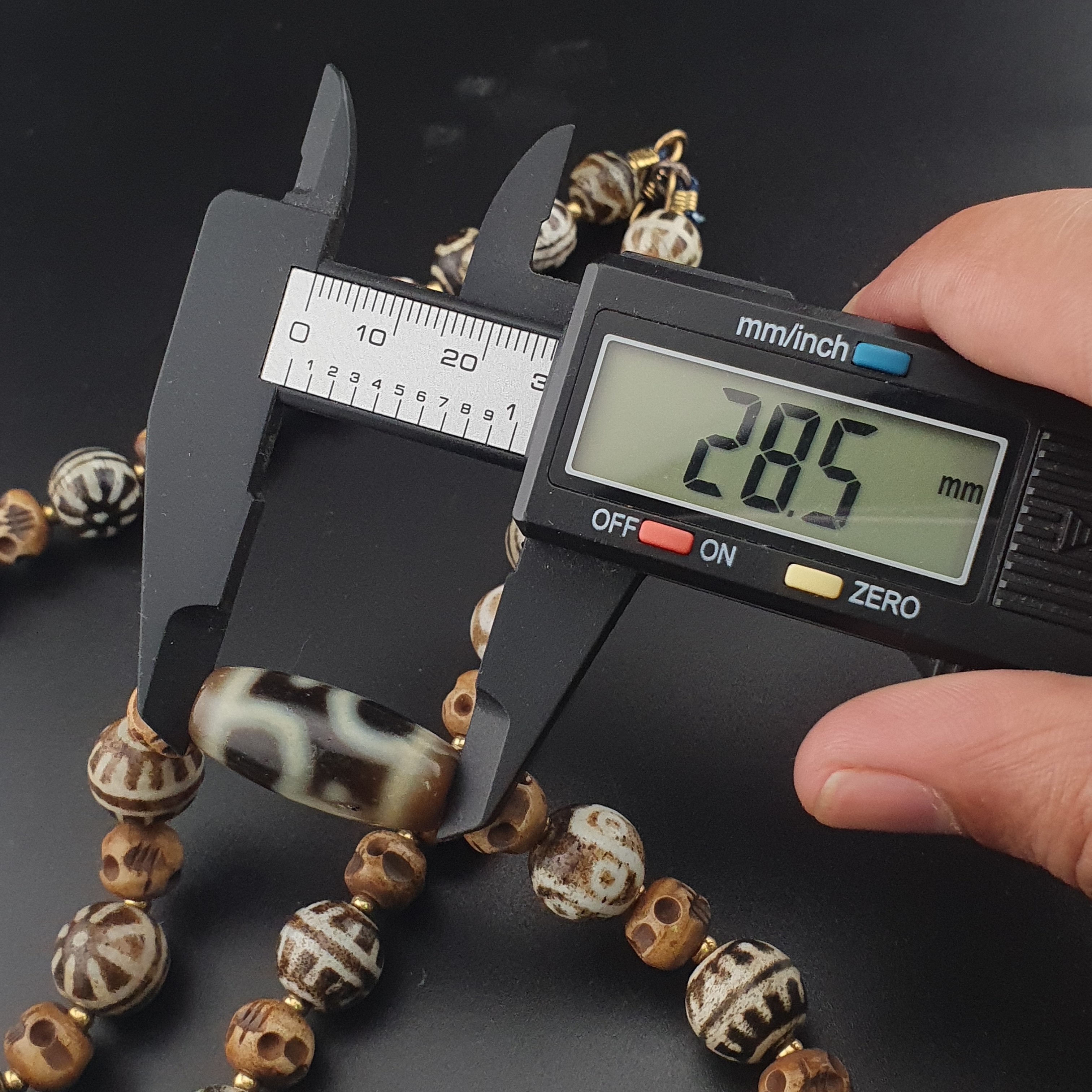 Vintage Tibetan Himalayan Agate & Brumese Antique Pumtek Bone Beaded Necklace