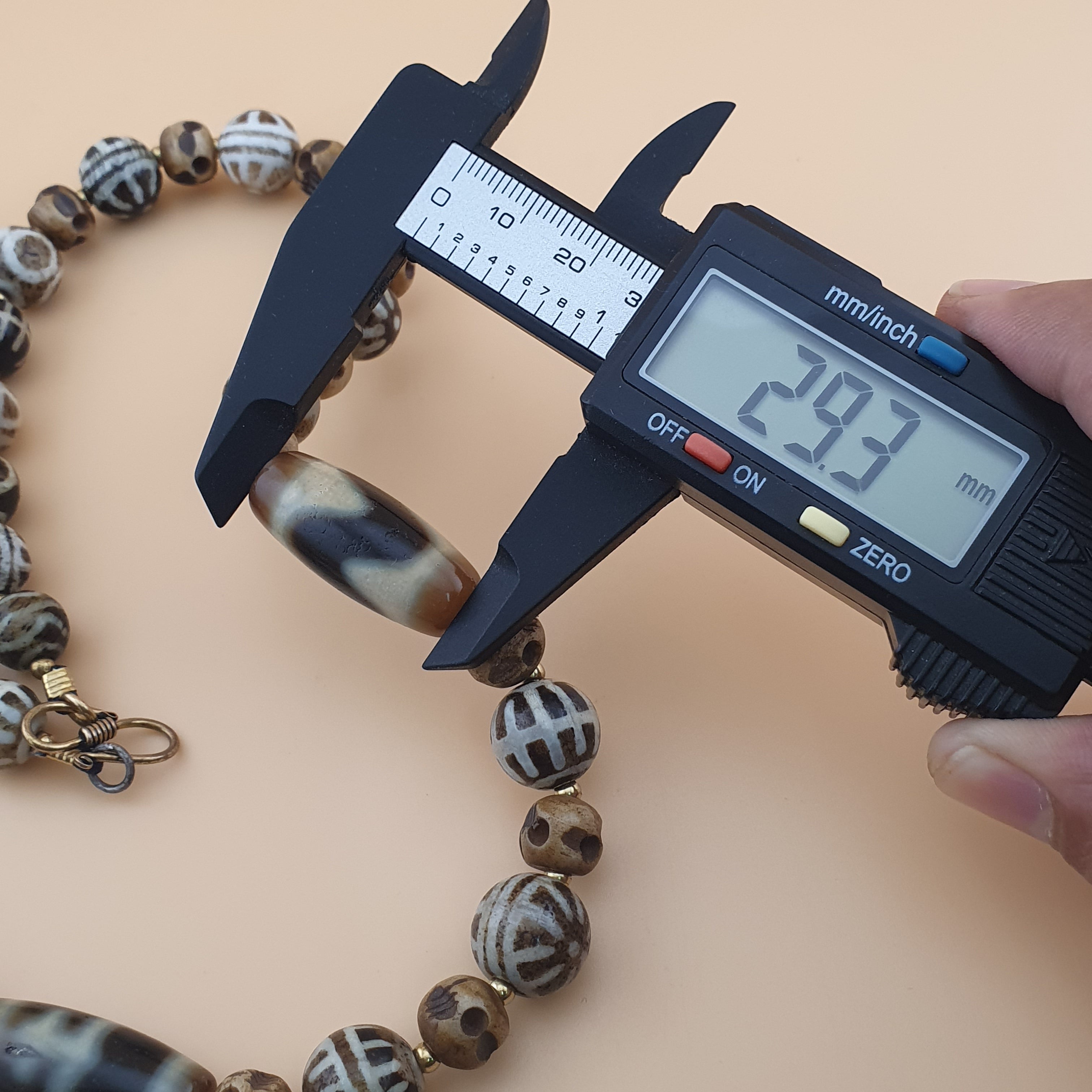 Vintage Tibetan Himalayan Agate & Brumese Antique Pumtek Bone Beaded Necklace