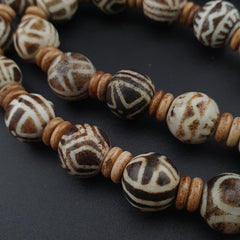 Burmese Antique Pumtek Pyu Beads Necklace Rare Tribal Etched Beads, Ancient Burma Collectible Jewelry