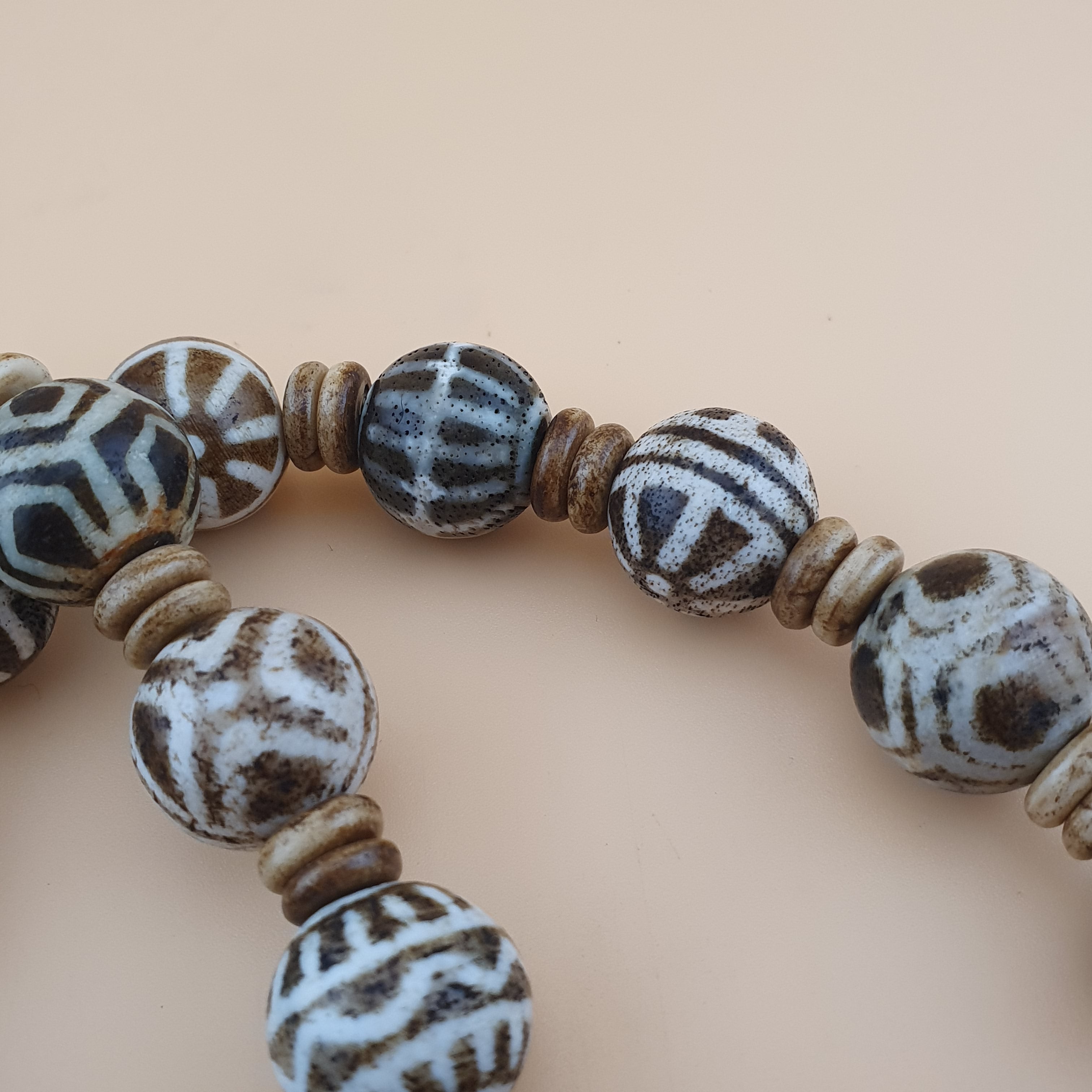 Burmese Antique Pumtek Pyu Beads Necklace Rare Tribal Etched Beads, Ancient Burma Collectible Jewelry