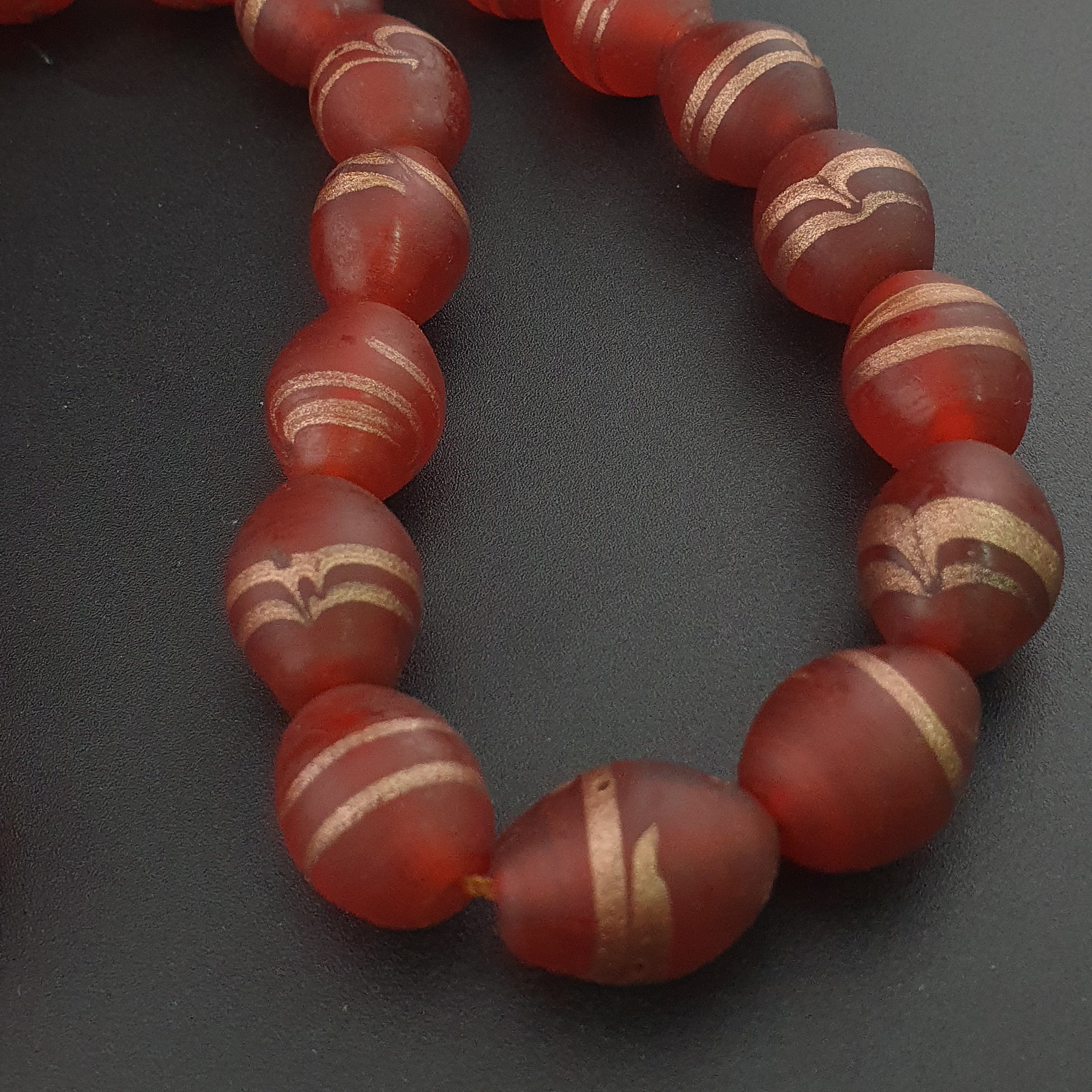 Antique Venetian Style Aventurine Strips Glass Beads Strand