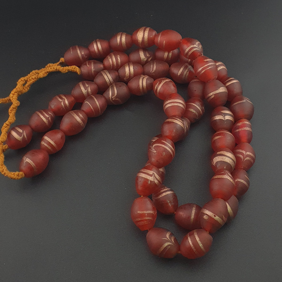 Antique Venetian Style Aventurine Strips Glass Beads Strand