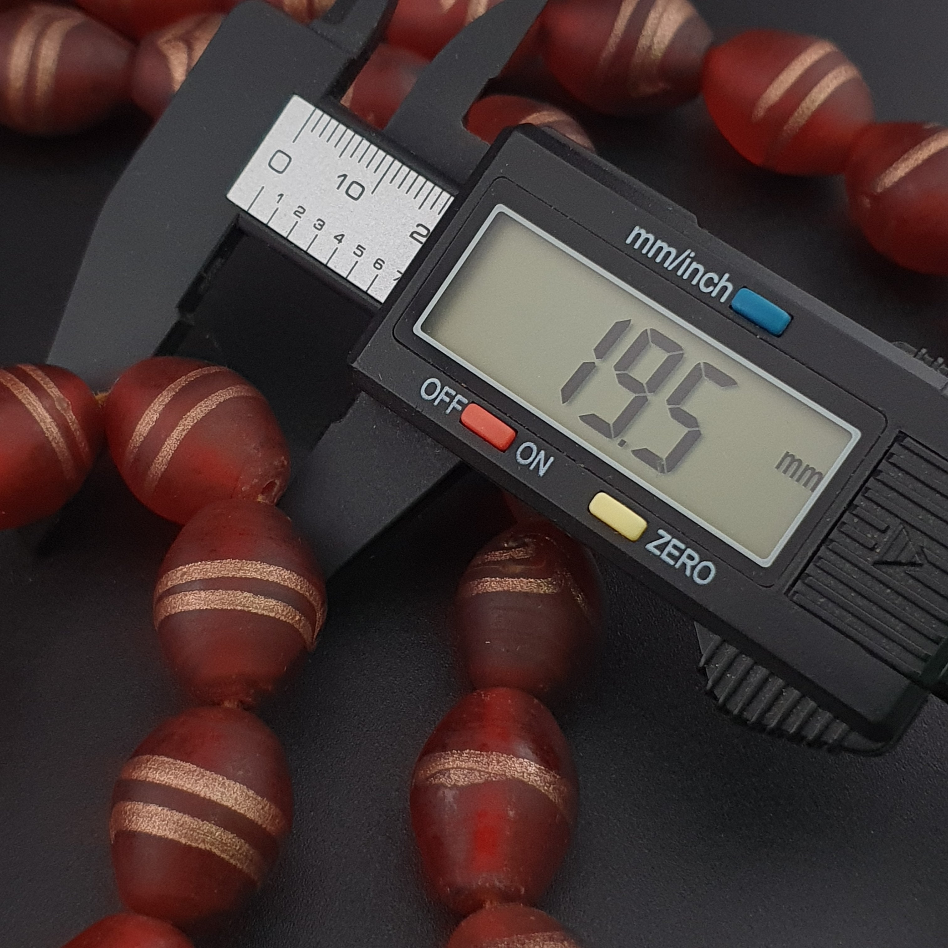 Antique Venetian Style Aventurine Strips Glass Beads Strand