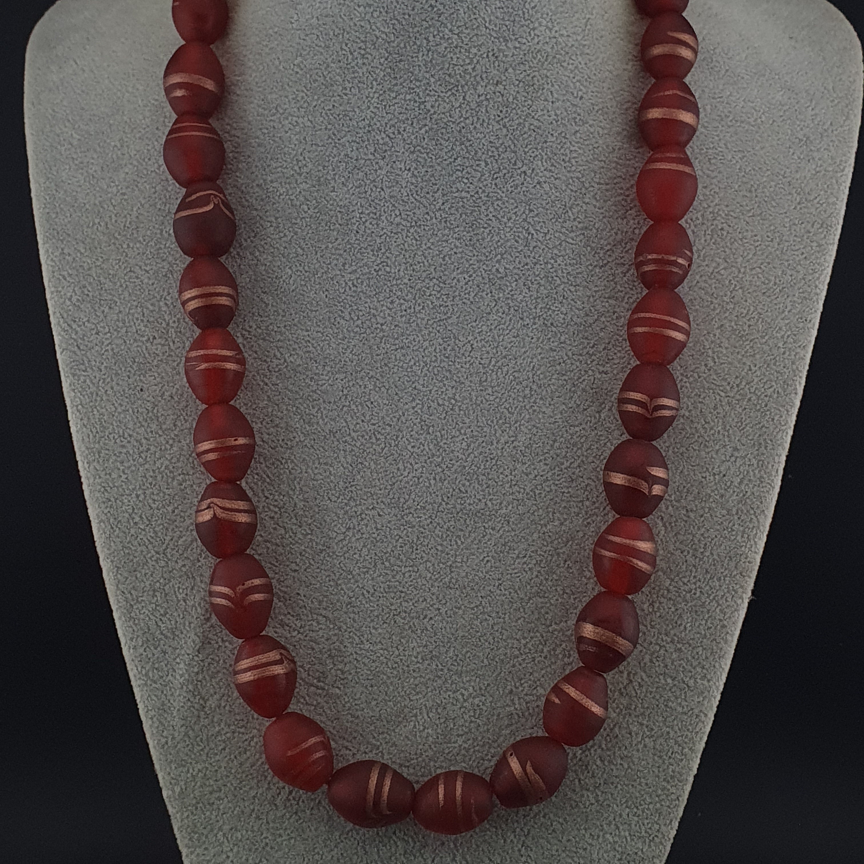 Antique Venetian Style Aventurine Strips Glass Beads Strand