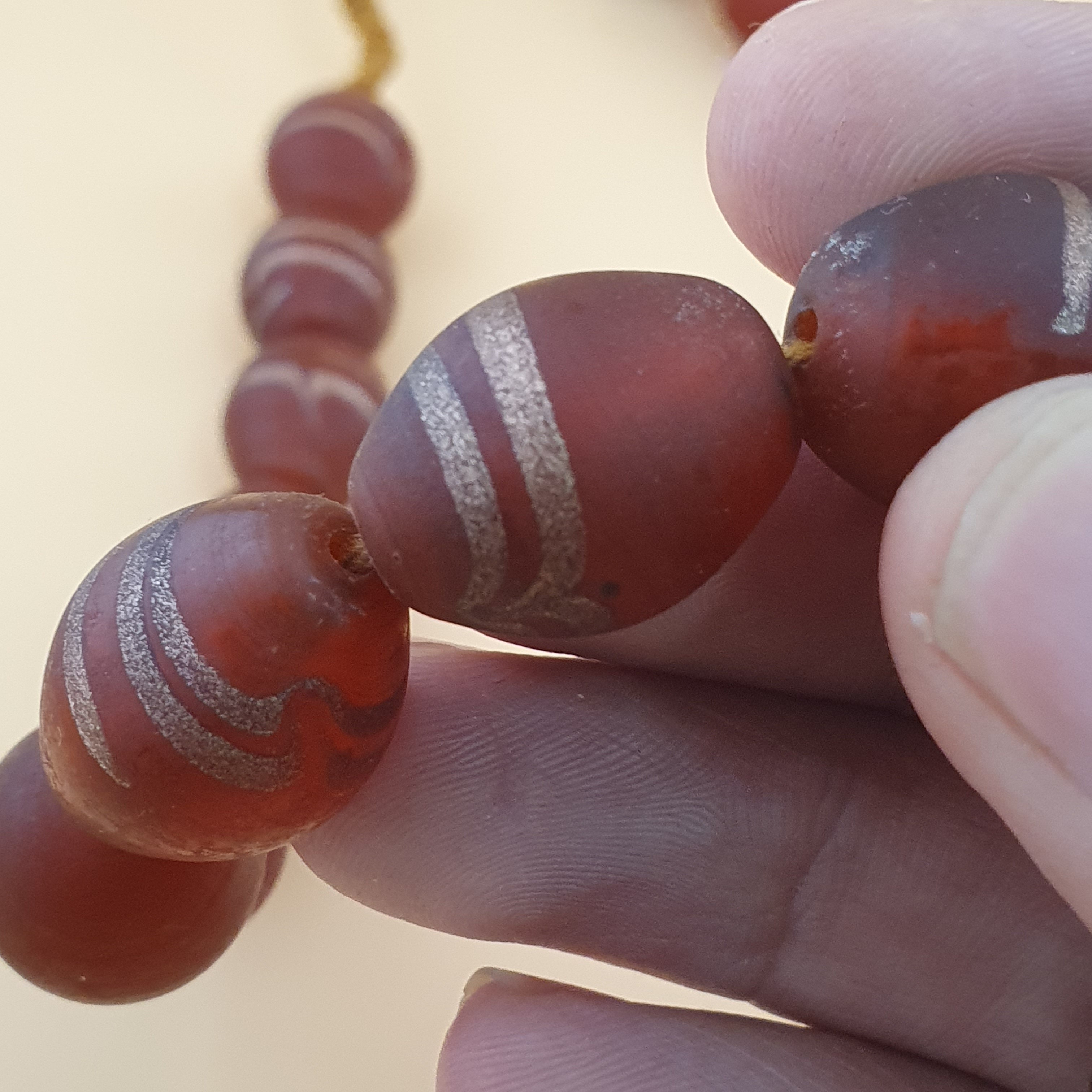 Antique Venetian Style Aventurine Strips Glass Beads Strand
