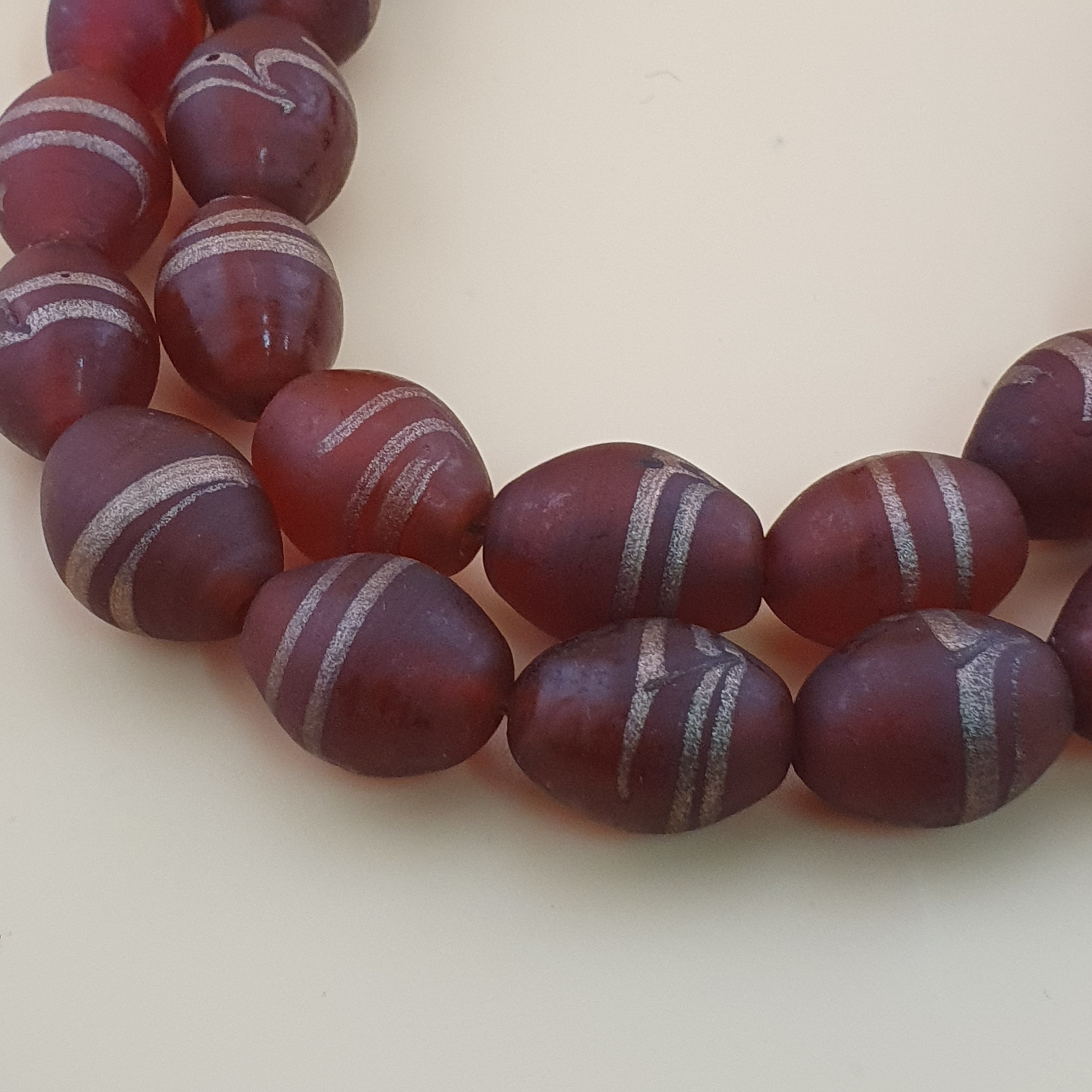 Antique Venetian Style Aventurine Strips Glass Beads Strand