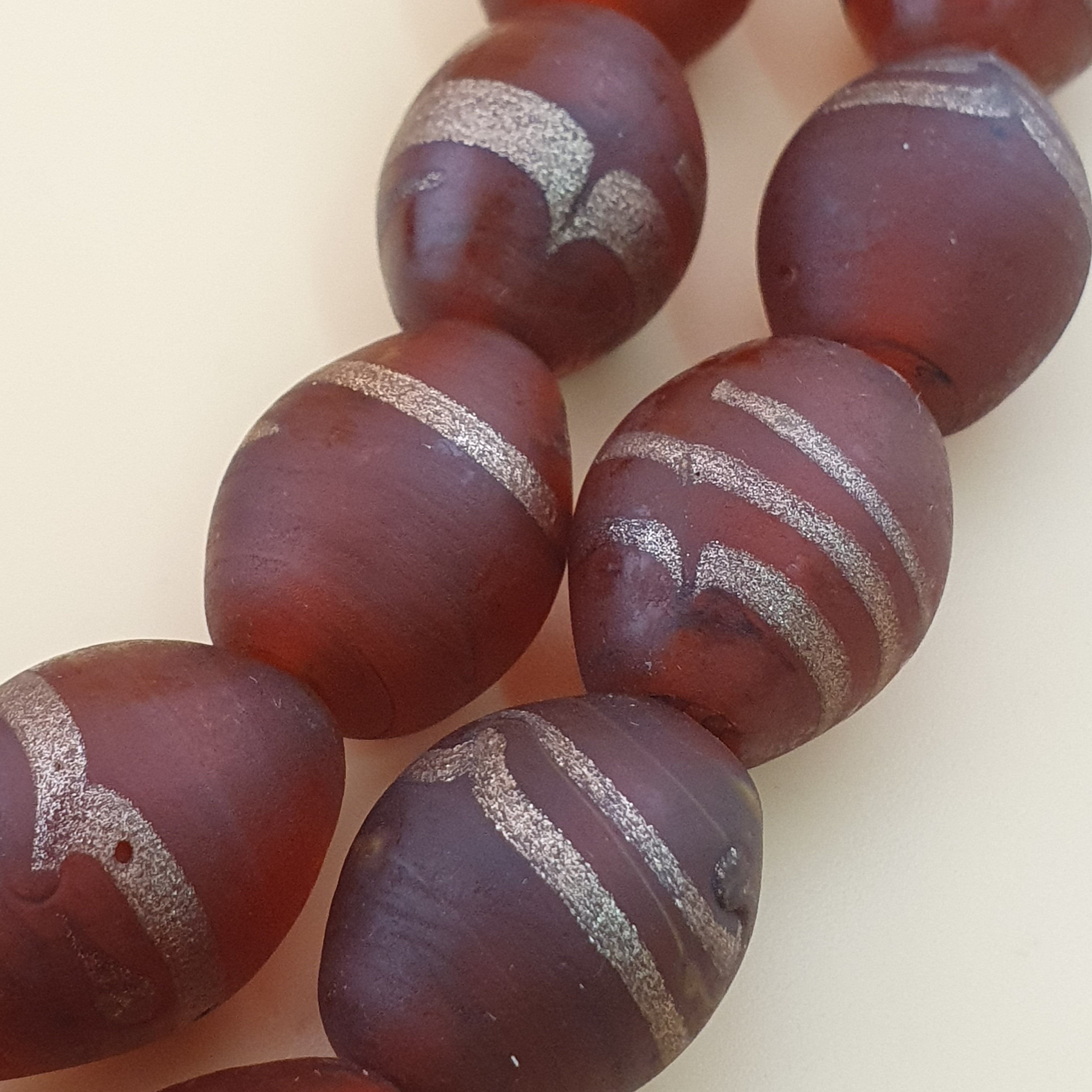 Antique Venetian Style Aventurine Strips Glass Beads Strand