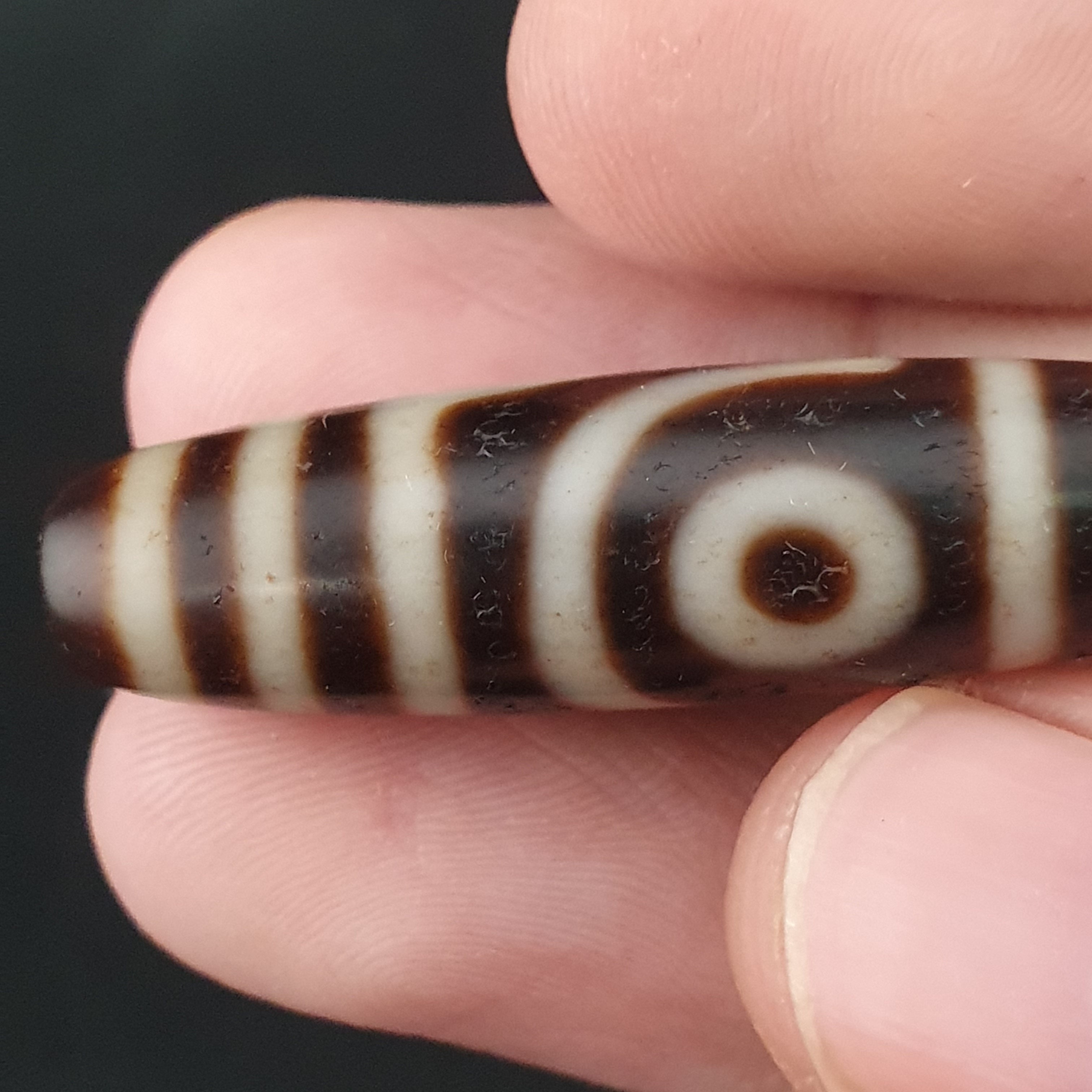 Antique 2 Eyes Himalayan Tibetan Agate Dzi Beads Amulet Pendant