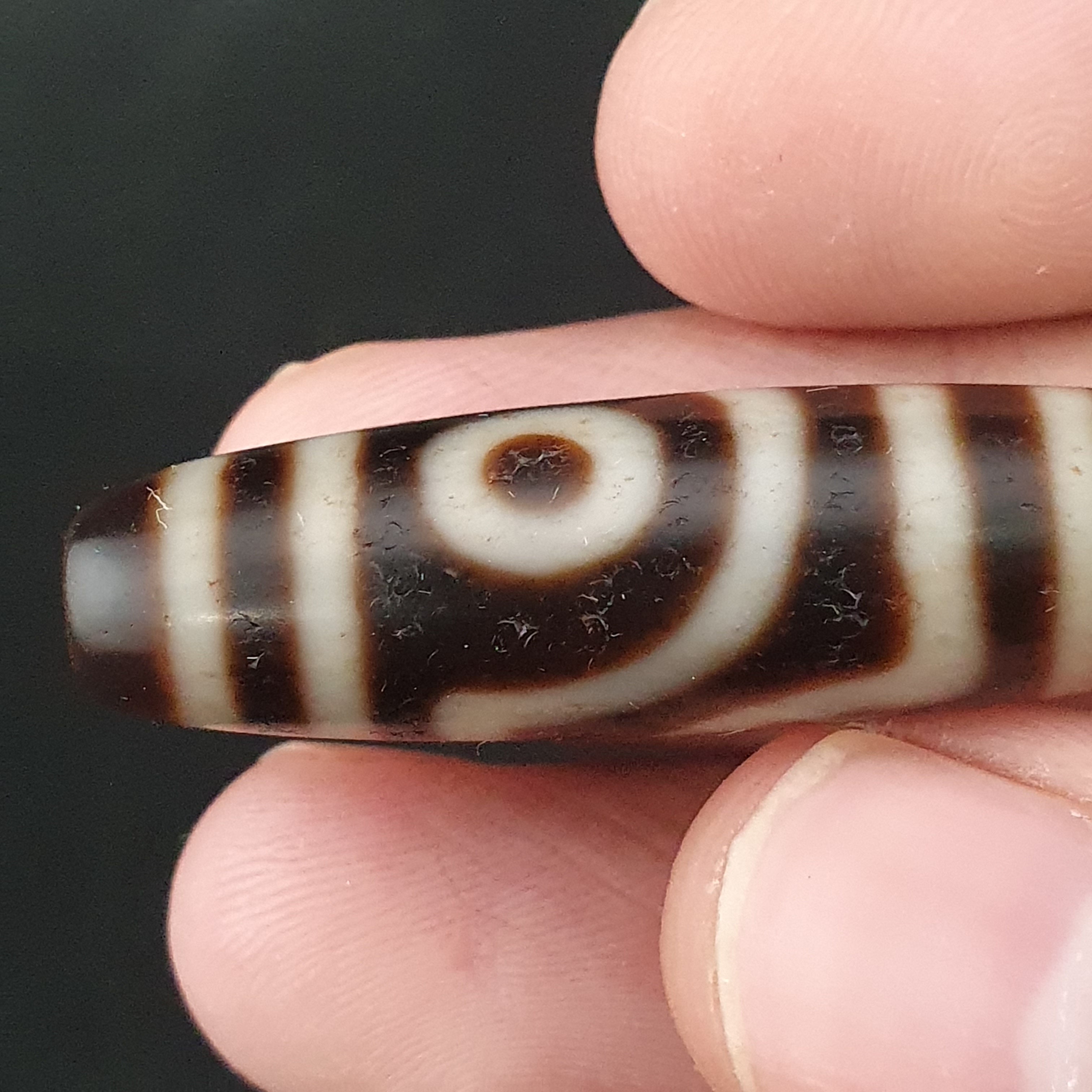 Antique 2 Eyes Himalayan Tibetan Agate Dzi Beads Amulet Pendant