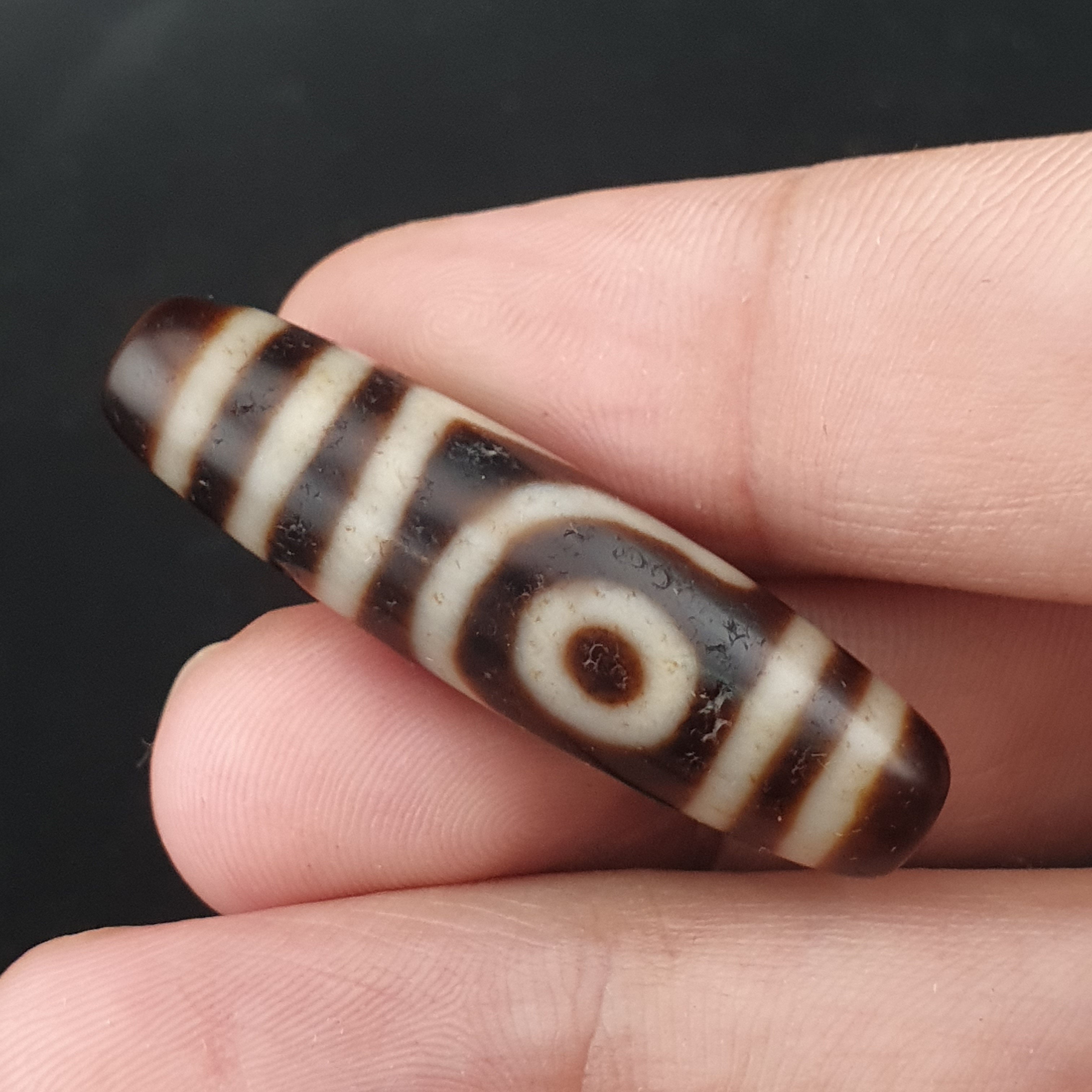 Antique 2 Eyes Himalayan Tibetan Agate Dzi Beads Amulet Pendant