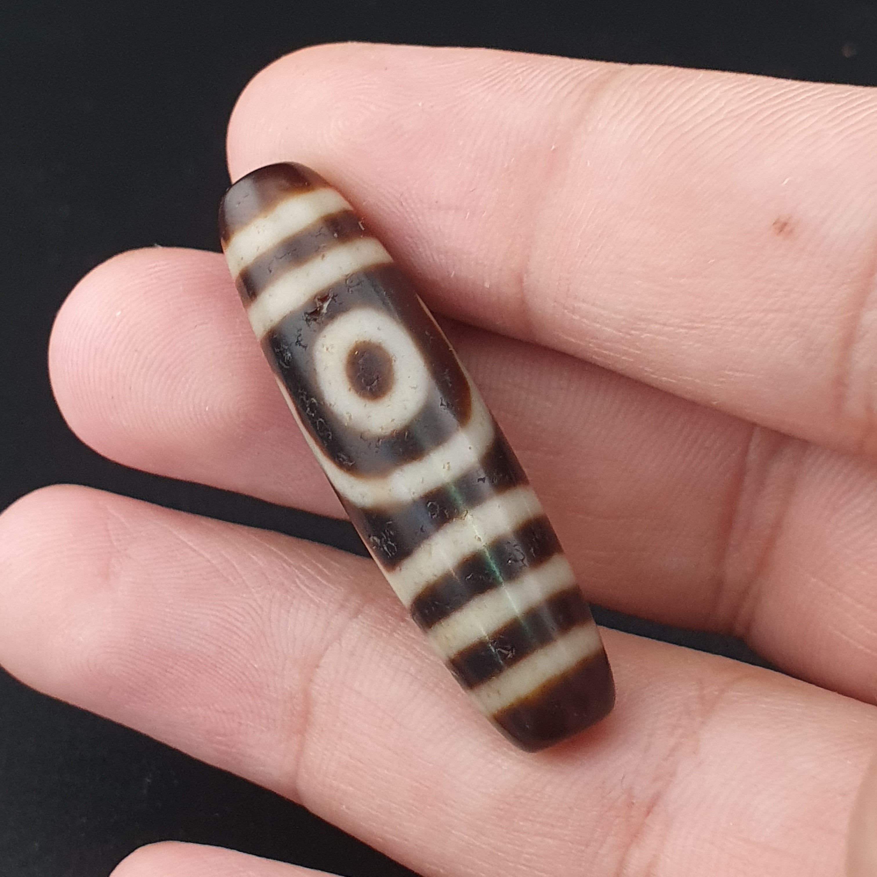 Antique 2 Eyes Himalayan Tibetan Agate Dzi Beads Amulet Pendant