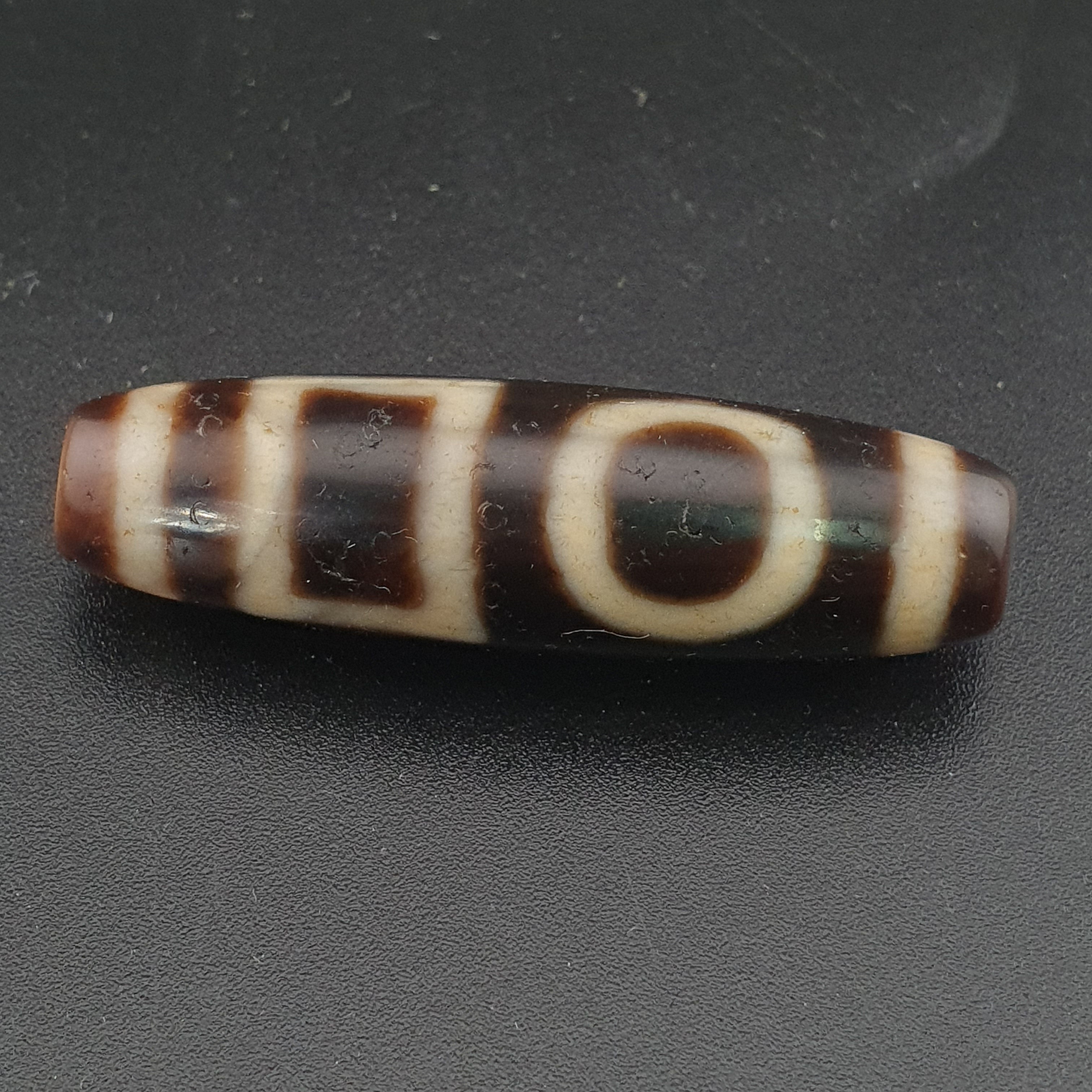 Antique Circle & Square Himalayan Tibetan Agate Dzi Bead Amulet