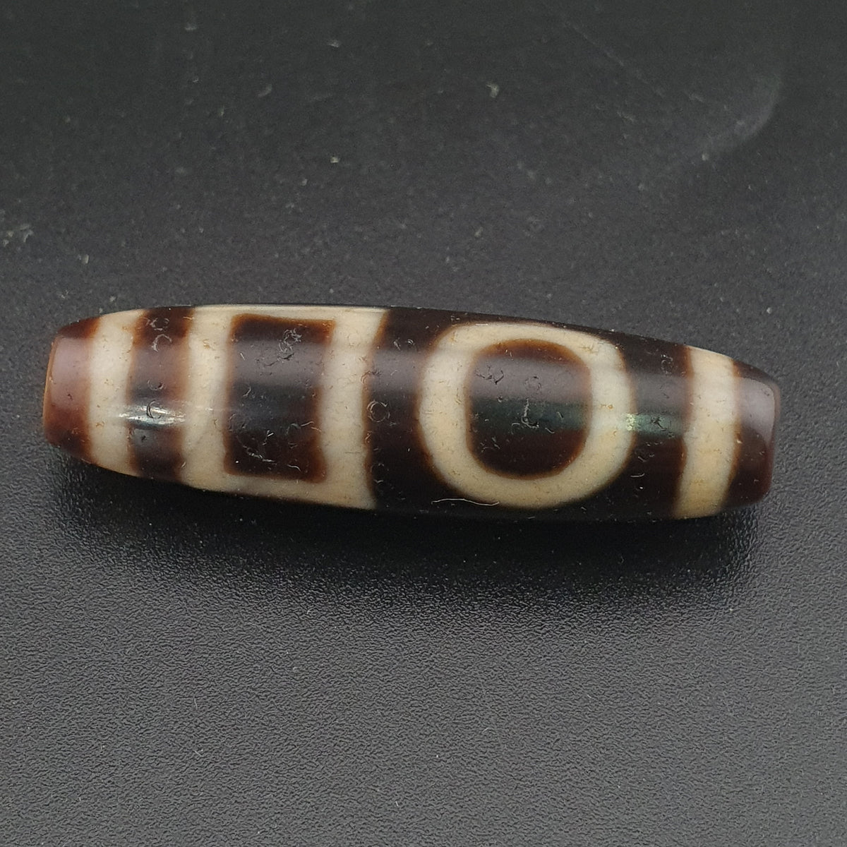 Antique Circle & Square Himalayan Tibetan Agate Dzi Bead Amulet