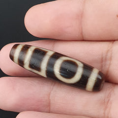 Antique Circle & Square Himalayan Tibetan Agate Dzi Bead Amulet