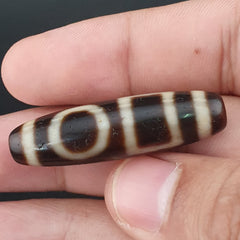 Antique Circle & Square Himalayan Tibetan Agate Dzi Bead Amulet