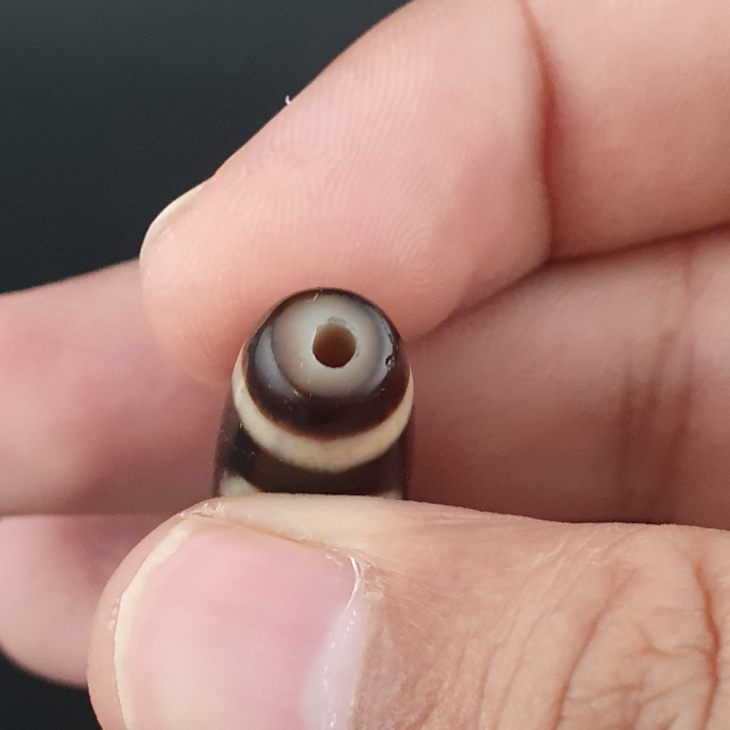 Antique Circle & Square Himalayan Tibetan Agate Dzi Bead Amulet